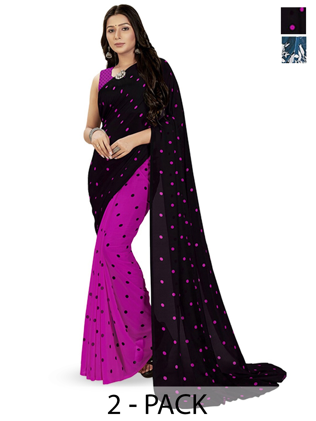 

ANAND SAREES Selection Of 2 Floral Saree, Purple