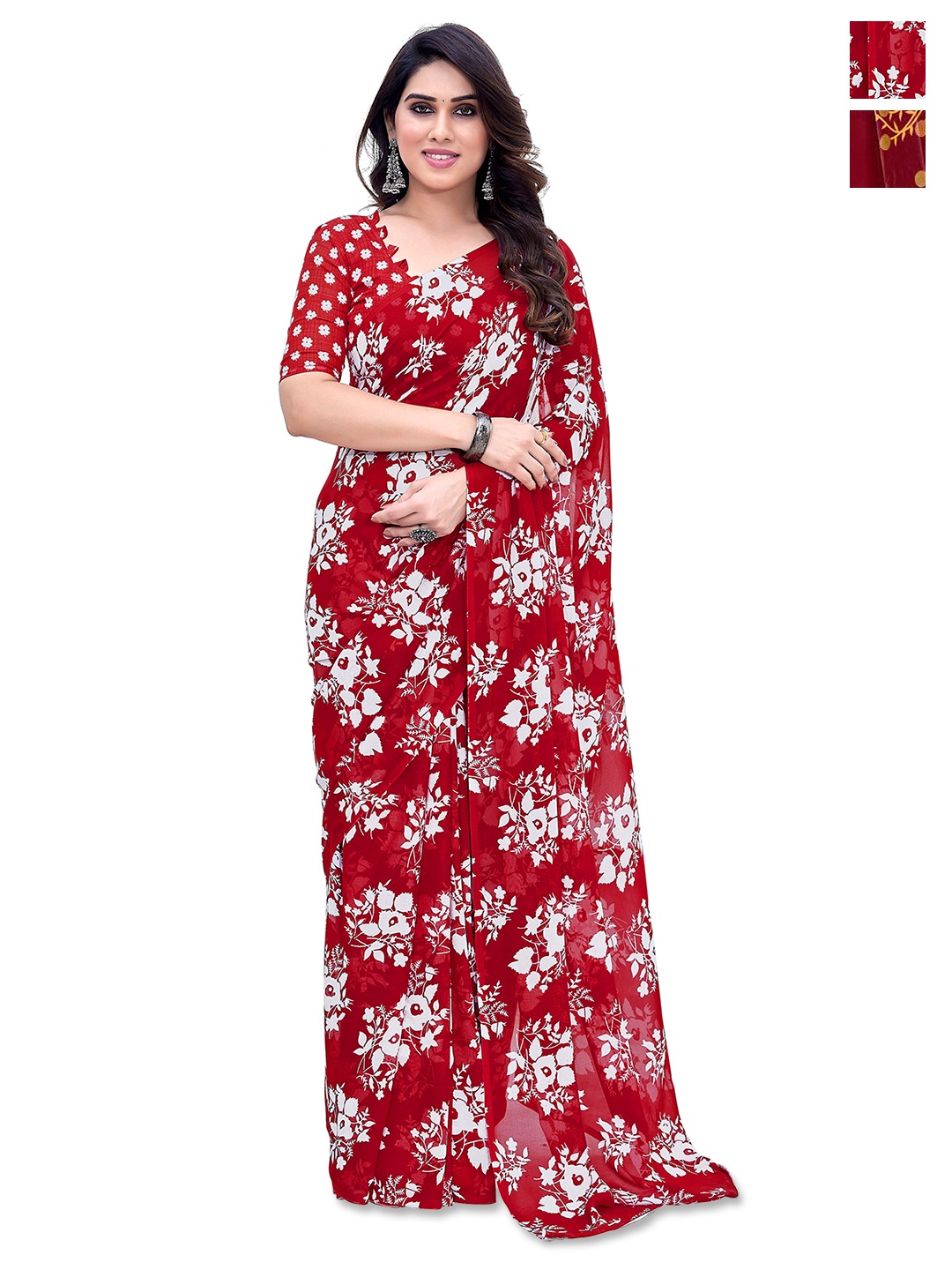 

ANAND SAREES Pack Of 2 Floral Saree, Maroon