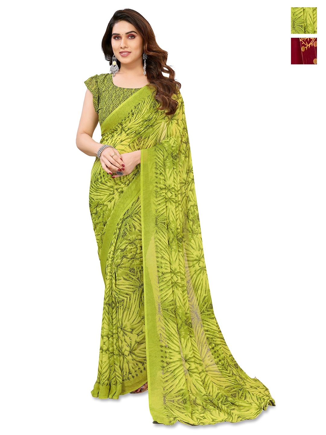 

ANAND SAREES Pack Of 2 Saree, Green