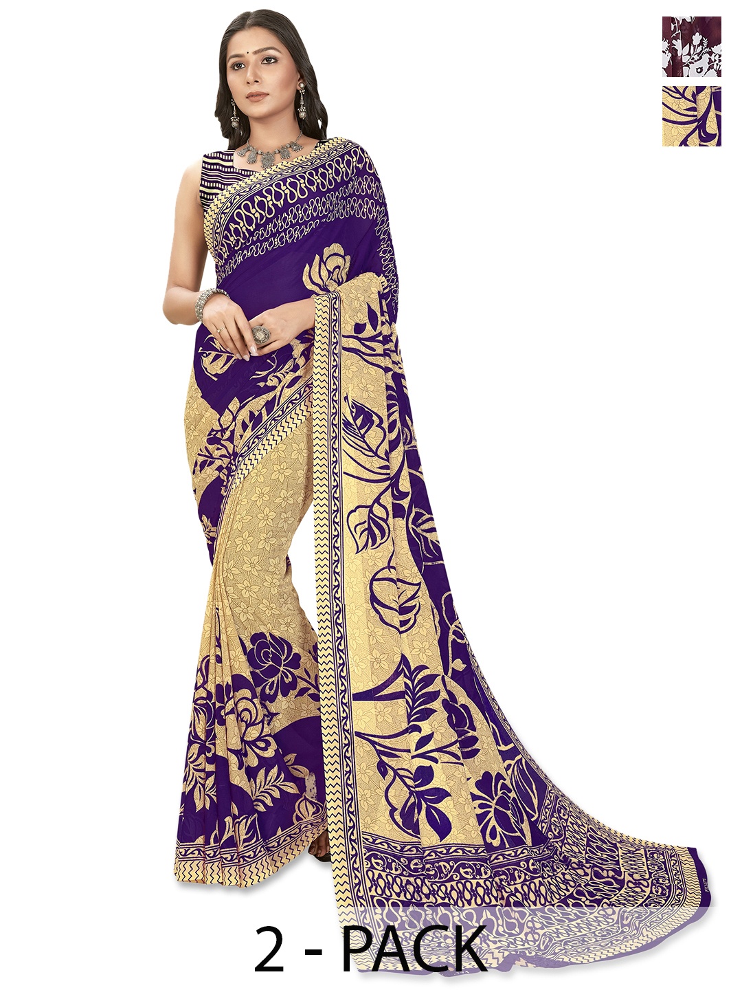 

ANAND SAREES Ethnic Motifs Poly Georgette Saree, Purple