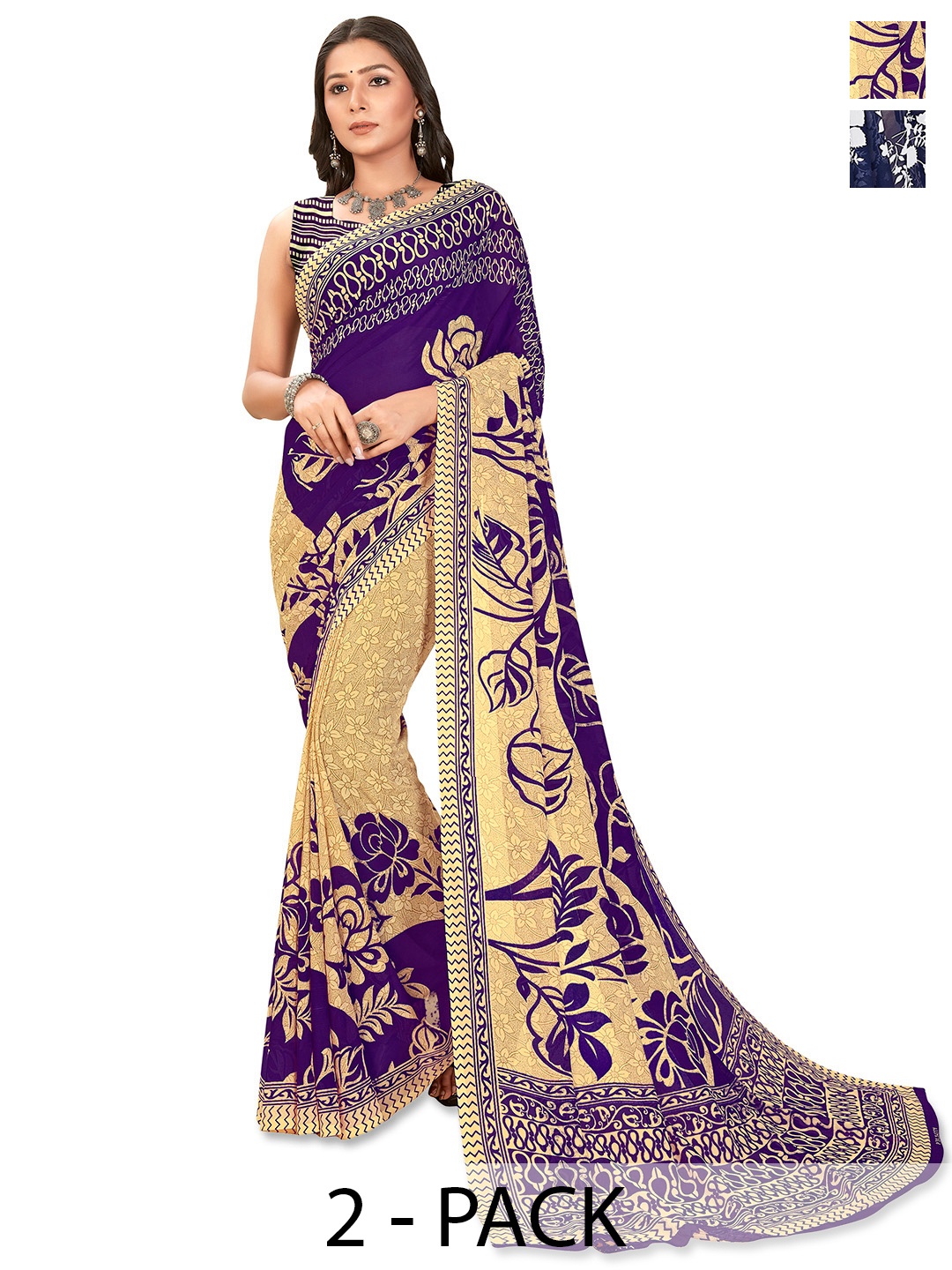 

ANAND SAREES Ethnic Motifs Poly Georgette Saree, Purple