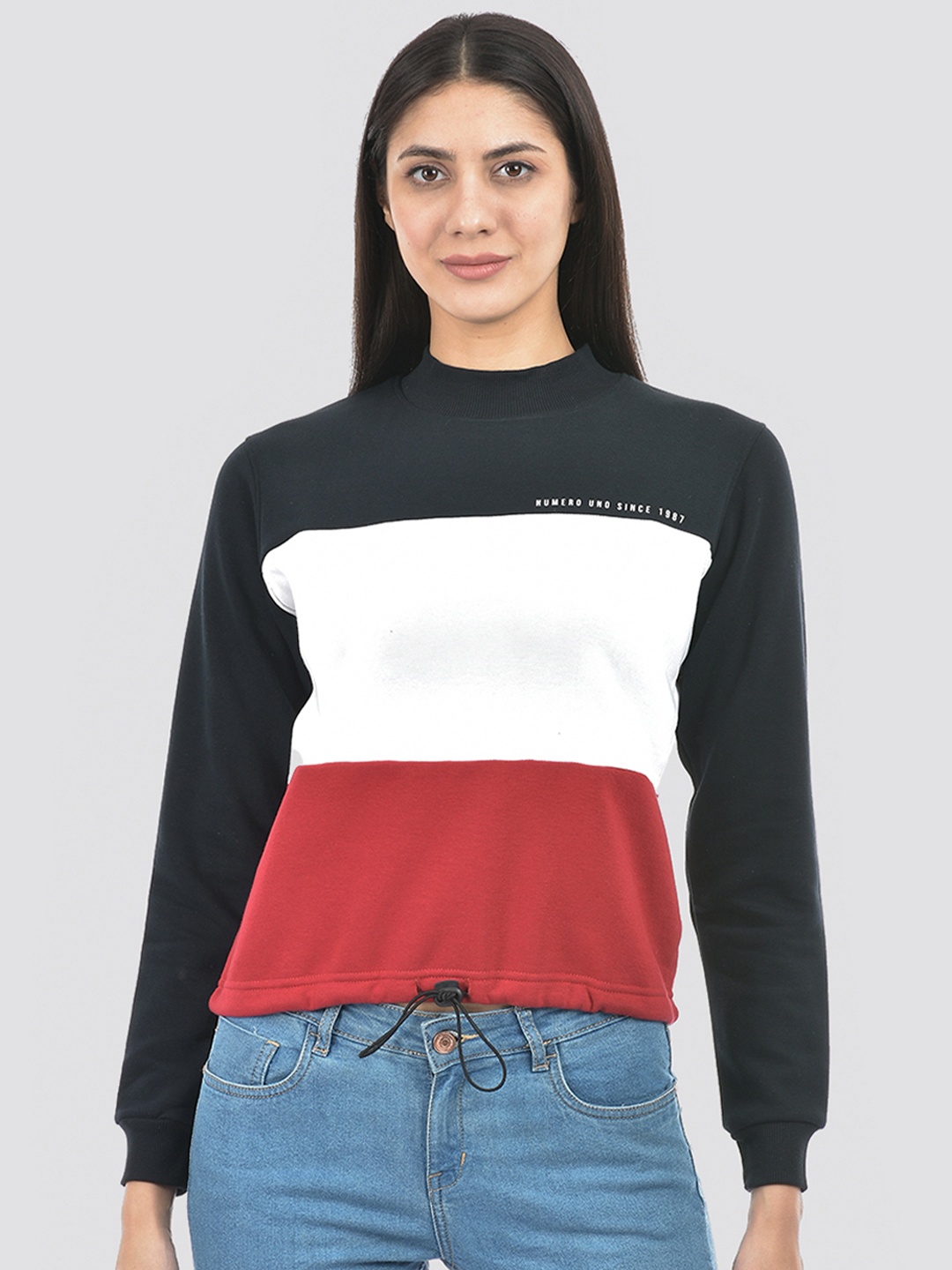 

Numero Uno Colourblocked Pullover Sweatshirt, Black