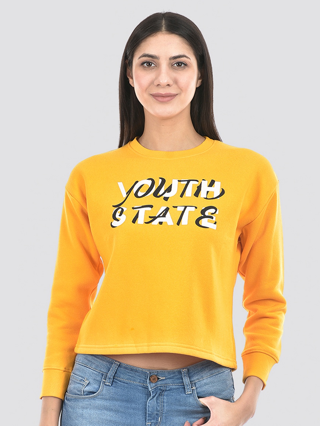 

Numero Uno Typography Printed Long Sleeves Pullover, Yellow