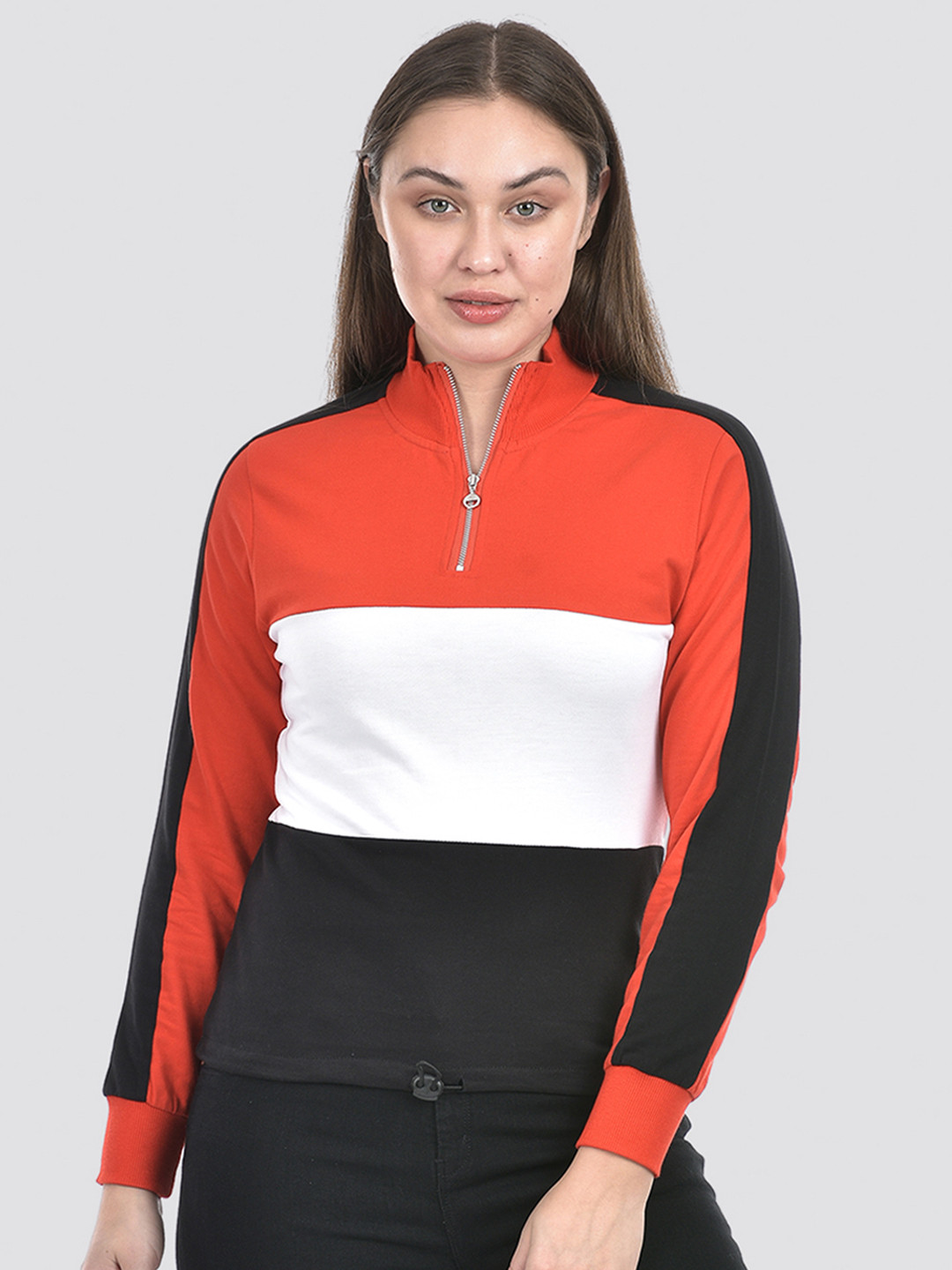 

Numero Uno Colourblocked Long Sleeves Pure Cotton Pullover, Red