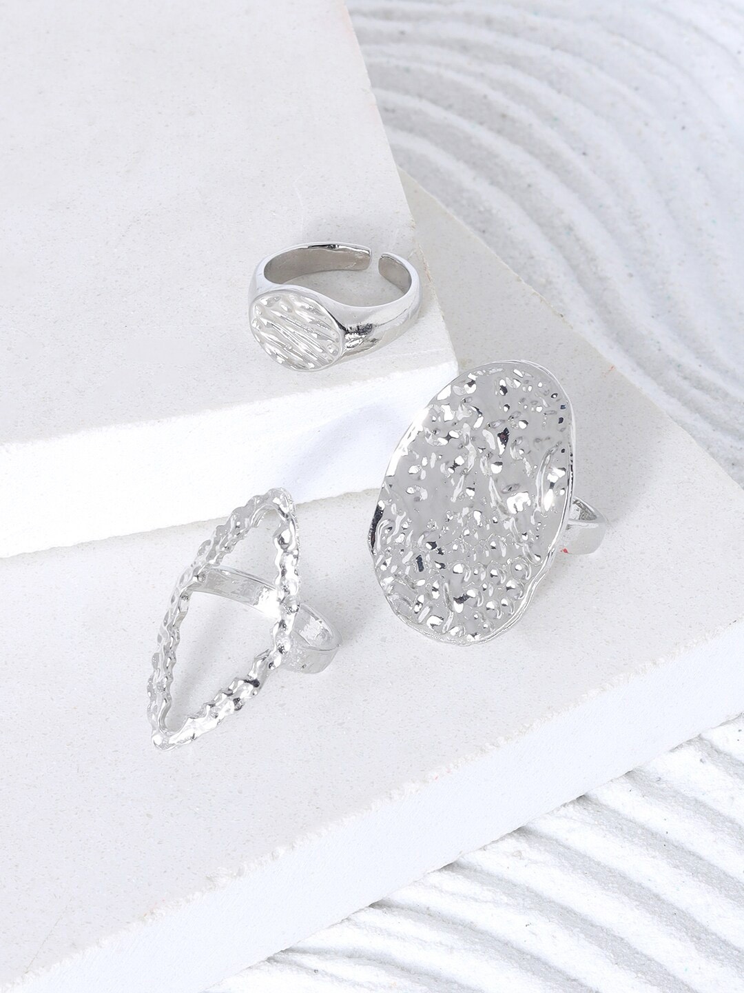

JOKER & WITCH Set of 3 Silver Plated Ariadne Design Adjustable Finger Rings