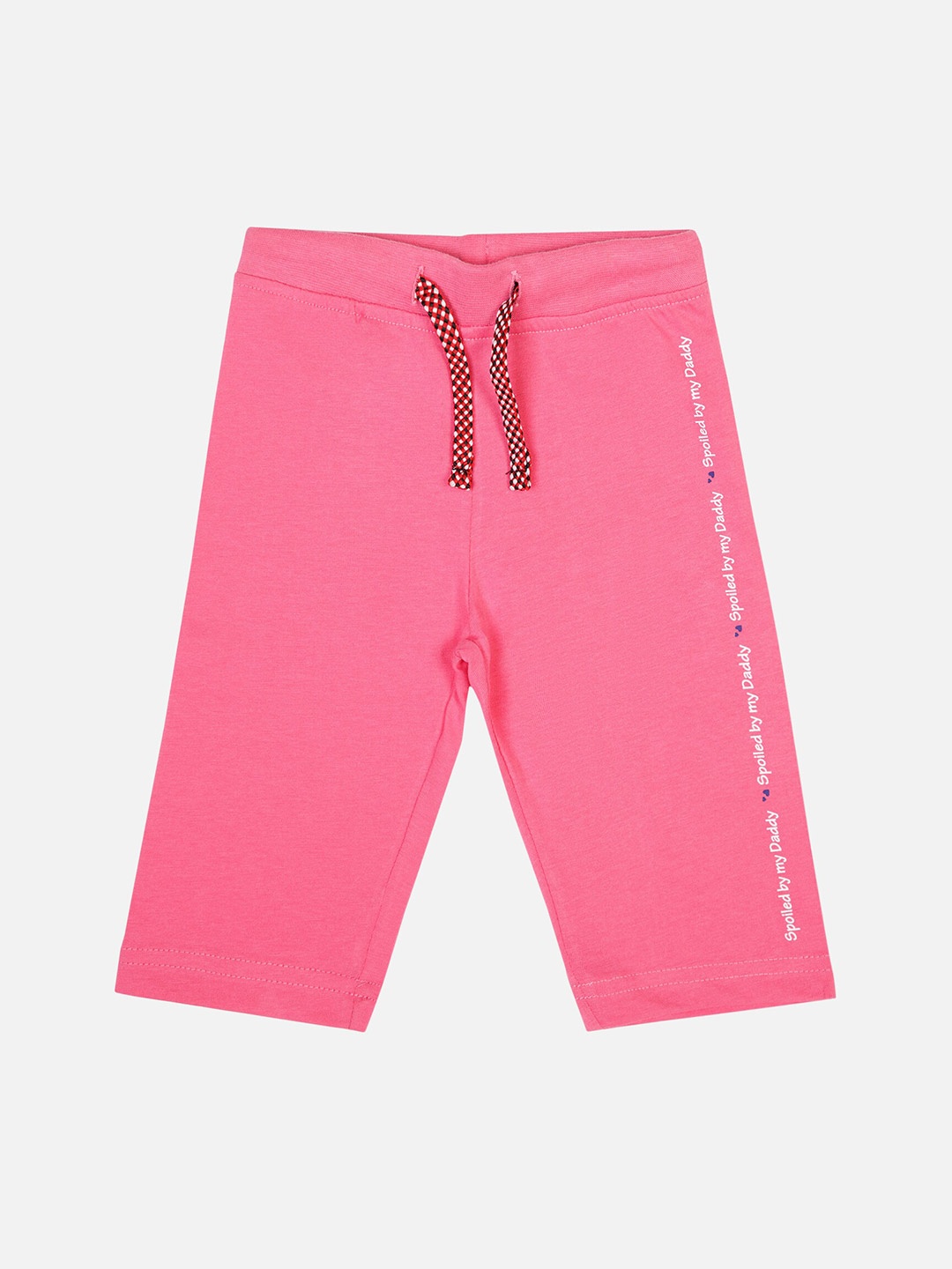 

Bodycare Girls Mid-Rise Typography Printed Cotton Capris, Pink