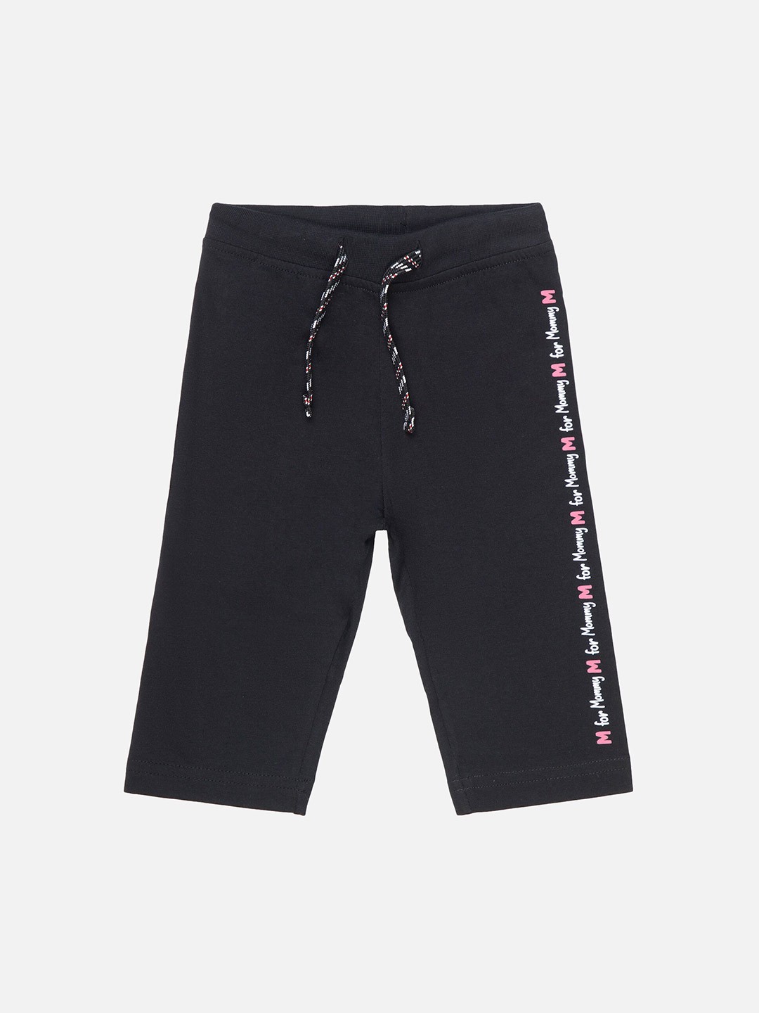

Bodycare Girls Mid-Rise Typography Printed Cotton Capris, Black