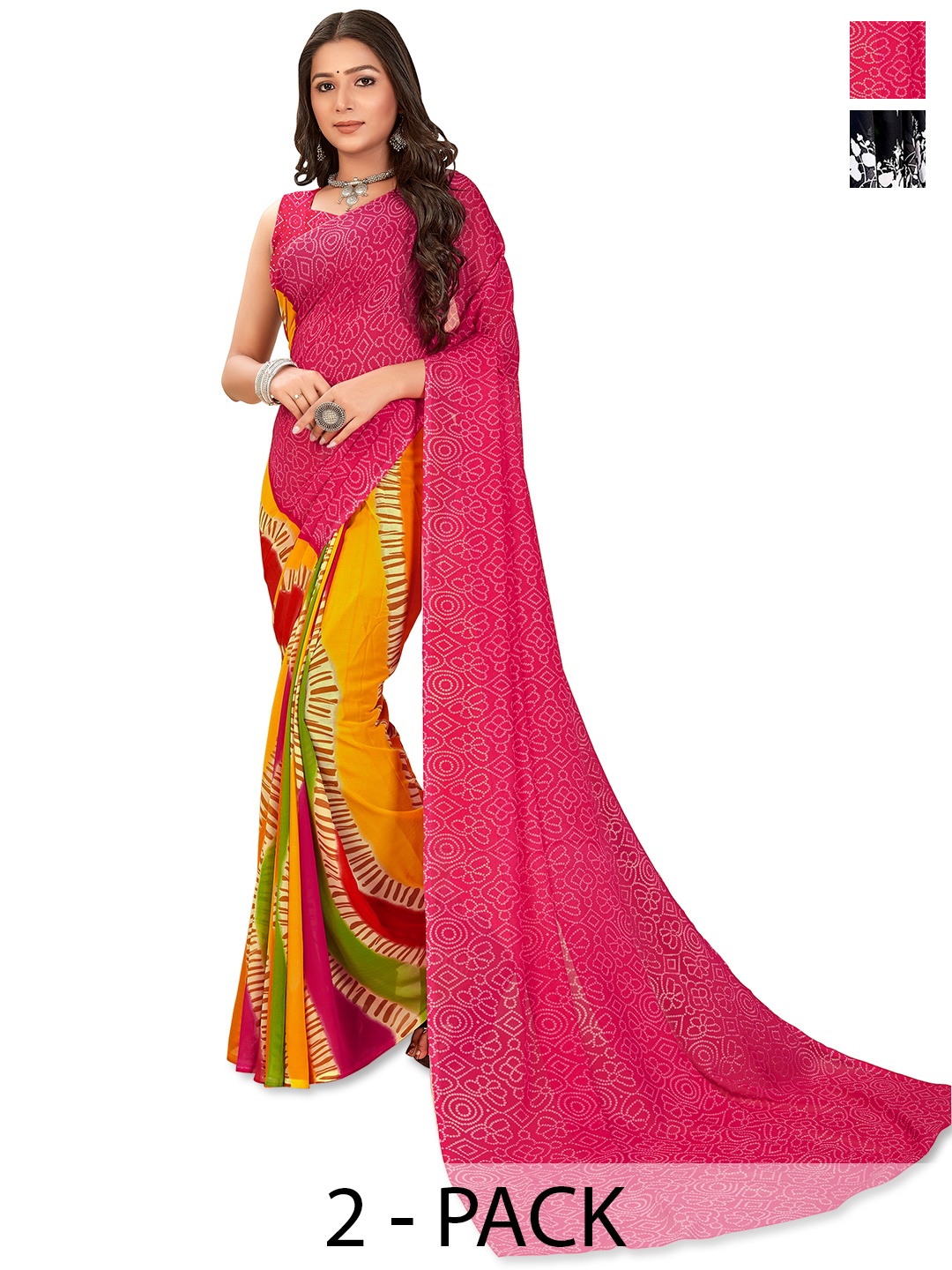

ANAND SAREES Floral Poly Georgette Saree, Black