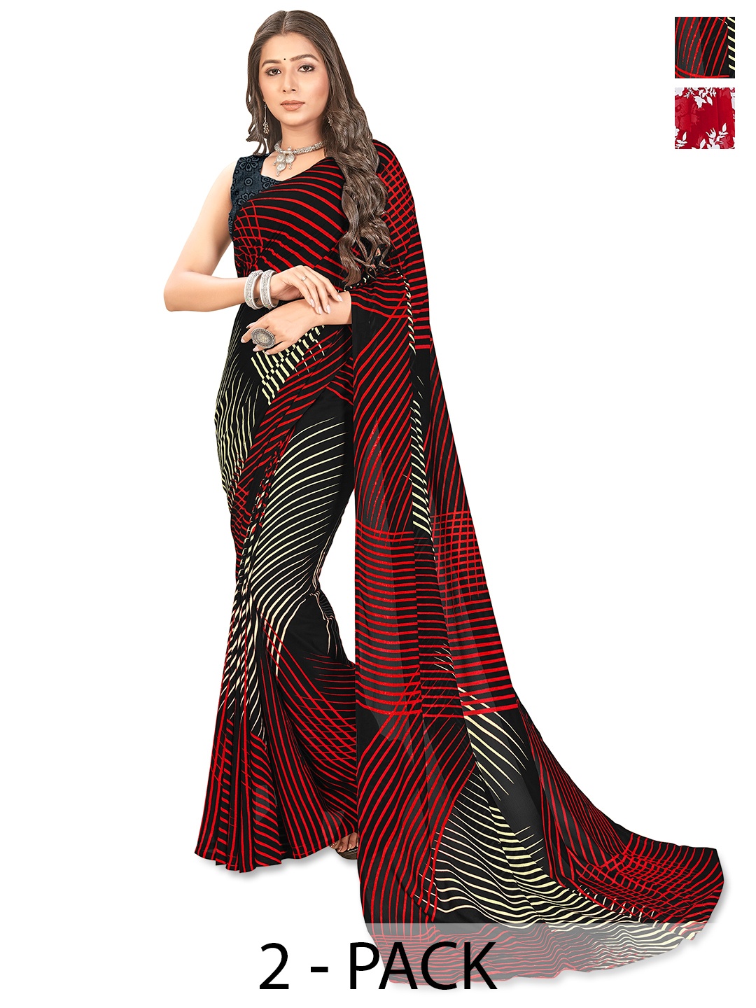 

ANAND SAREES Floral Saree Pack of 2, Maroon