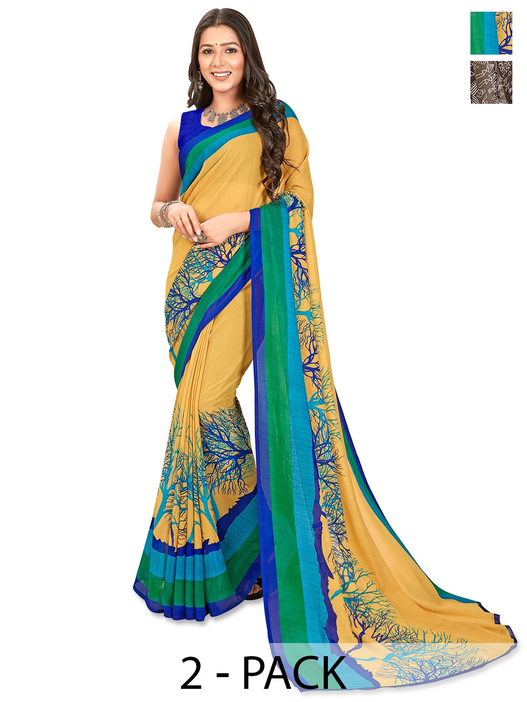 

ANAND SAREES Saree Pack of 2, Red