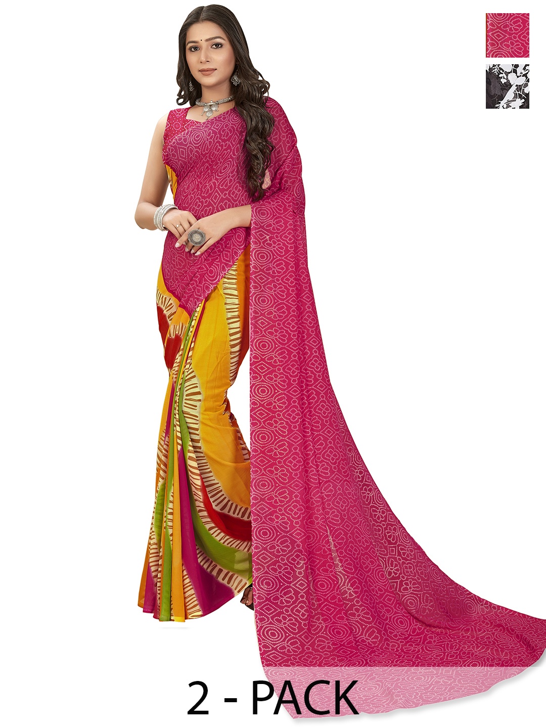 

ANAND SAREES Floral Poly Georgette Saree, Yellow