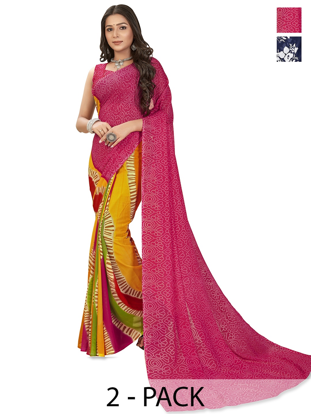 

ANAND SAREES Floral Poly Georgette Saree, Yellow