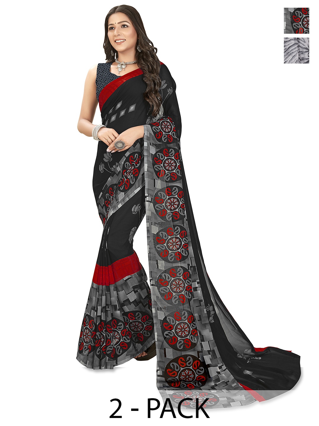 

ANAND SAREES Saree Pack of 2, Grey