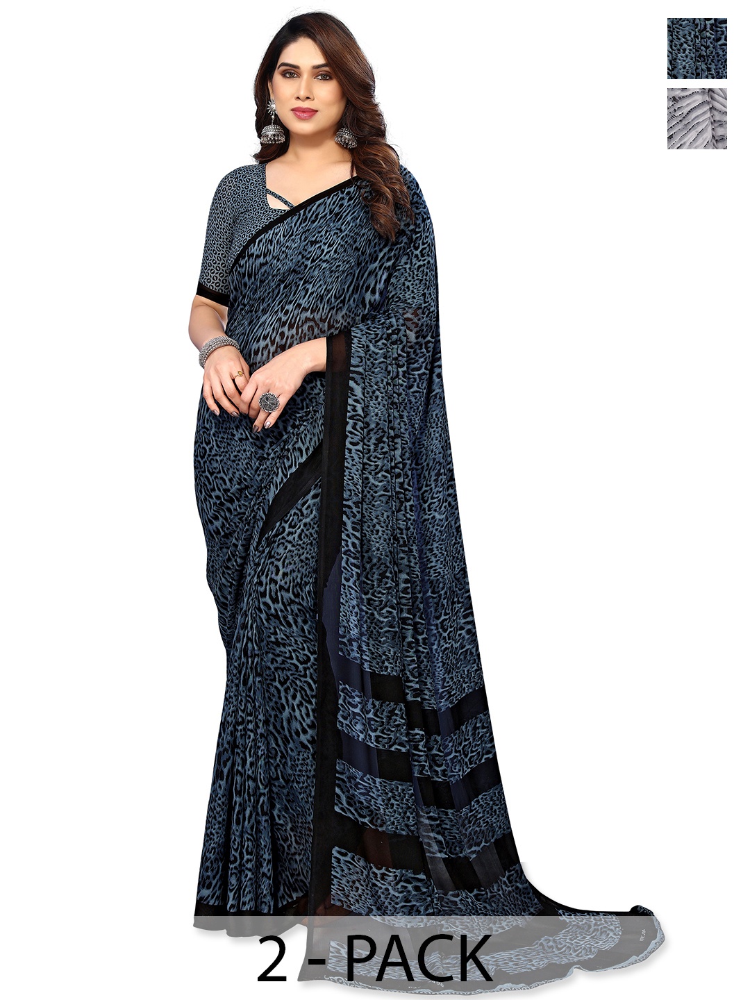

ANAND SAREES Saree Pack of 2, Grey