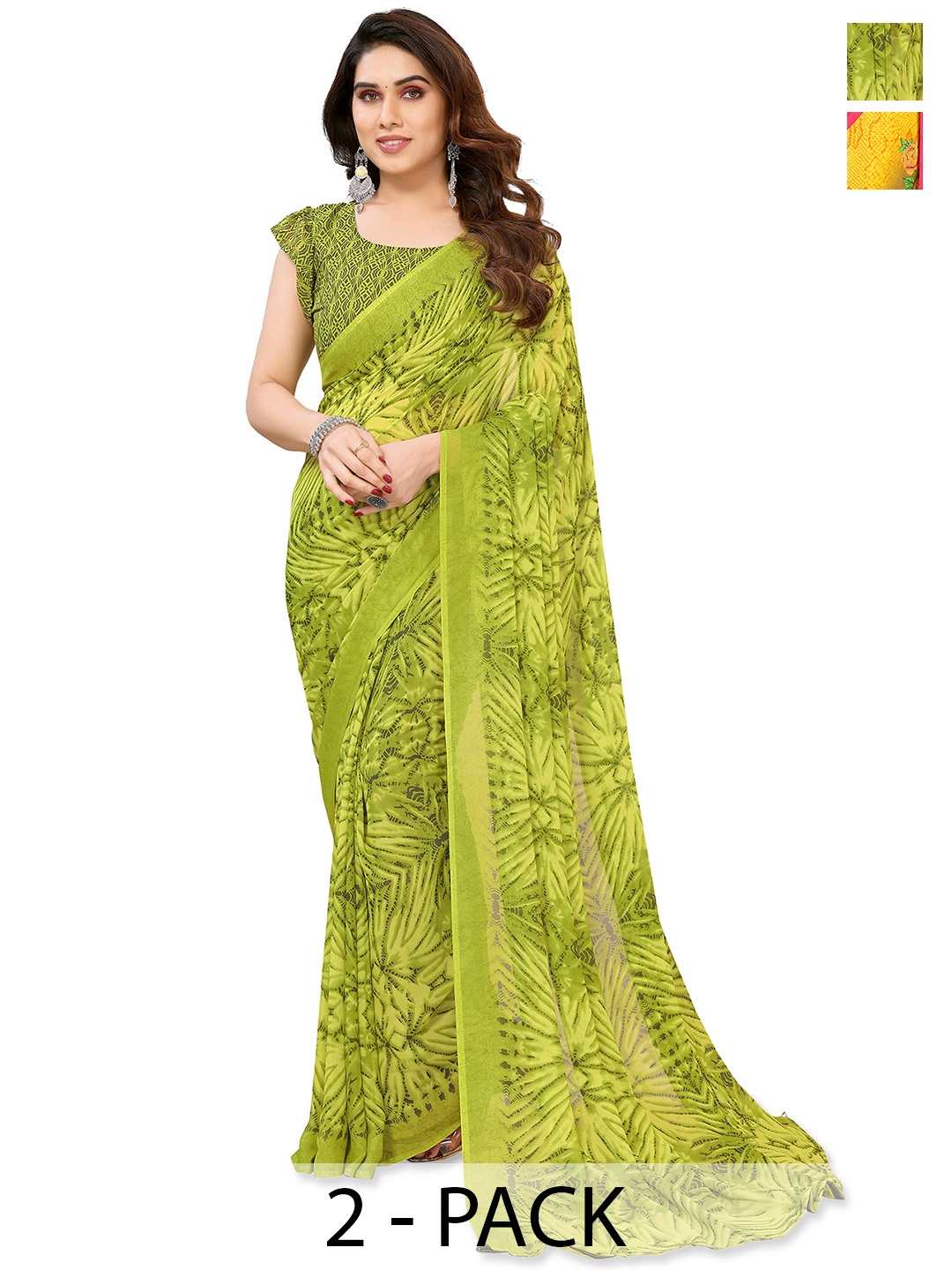 

ANAND SAREES Saree Pack of 2, Yellow
