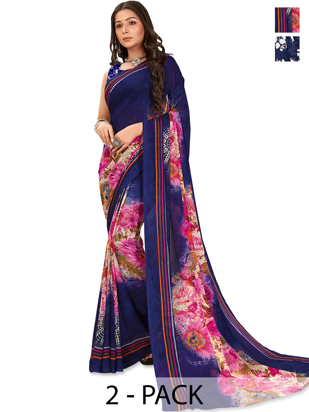 

ANAND SAREES Floral Saree, Blue