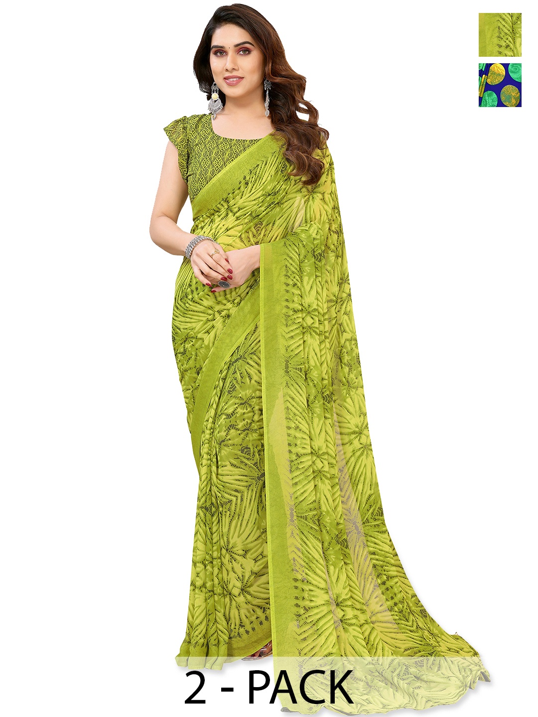 

ANAND SAREES Saree Pack of 2, Green