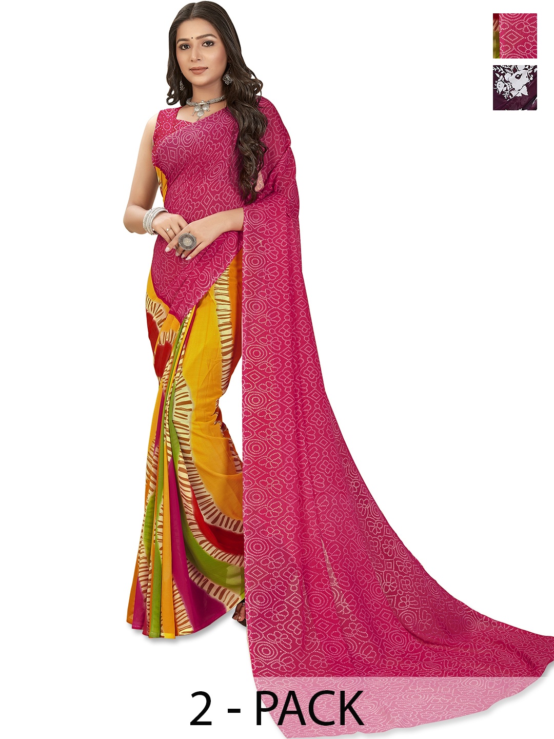 

ANAND SAREES Floral Poly Georgette Saree, Burgundy