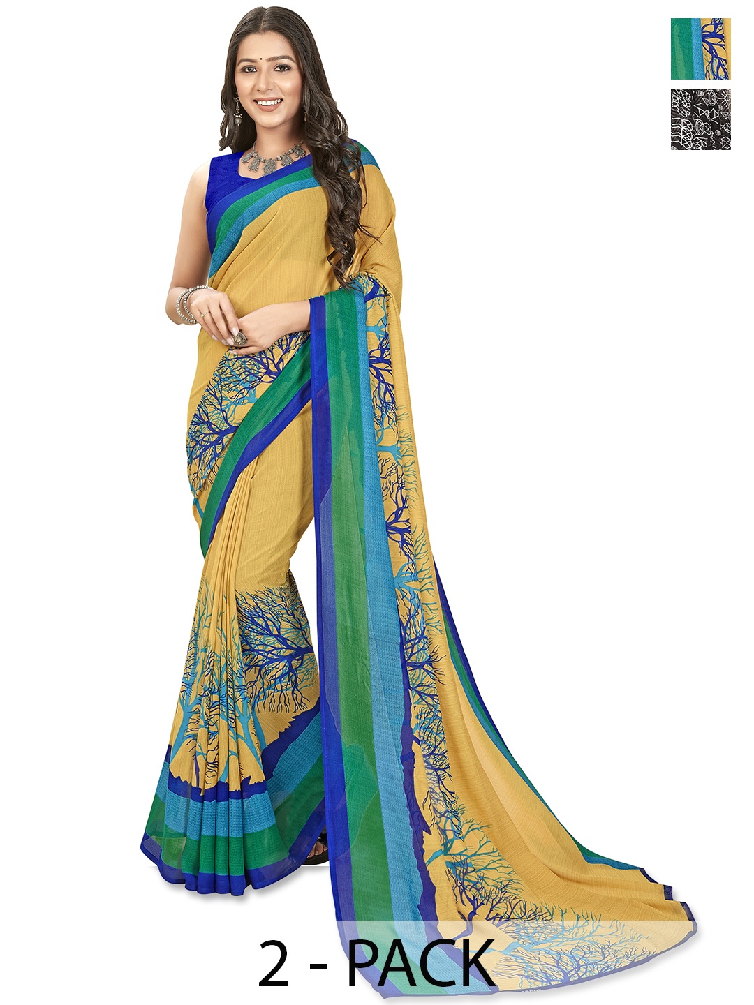 

ANAND SAREES Warli Saree Pack of 2, Black