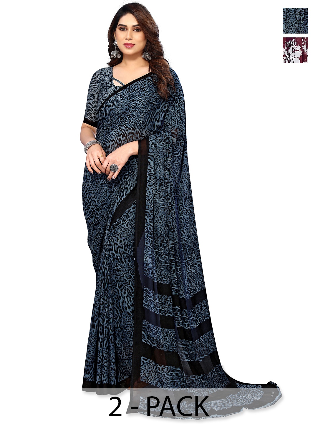 

ANAND SAREES Saree Pack of 2, Green