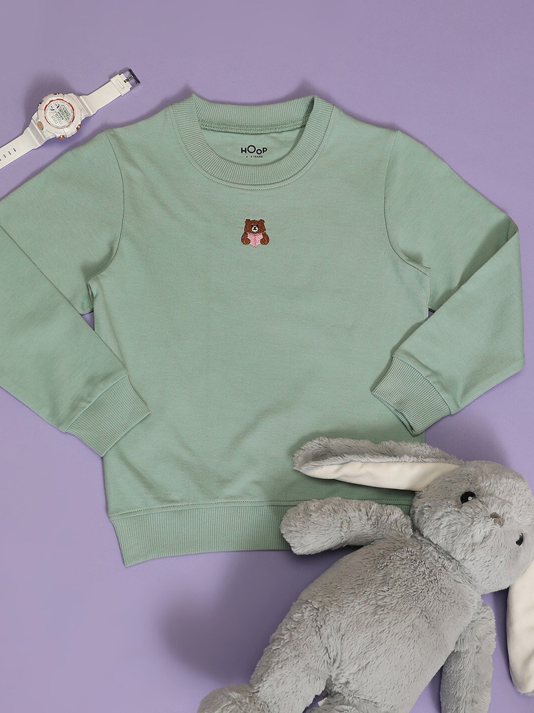

Hoop Boys Long Sleeves Cotton Pullover Sweatshirt, Green
