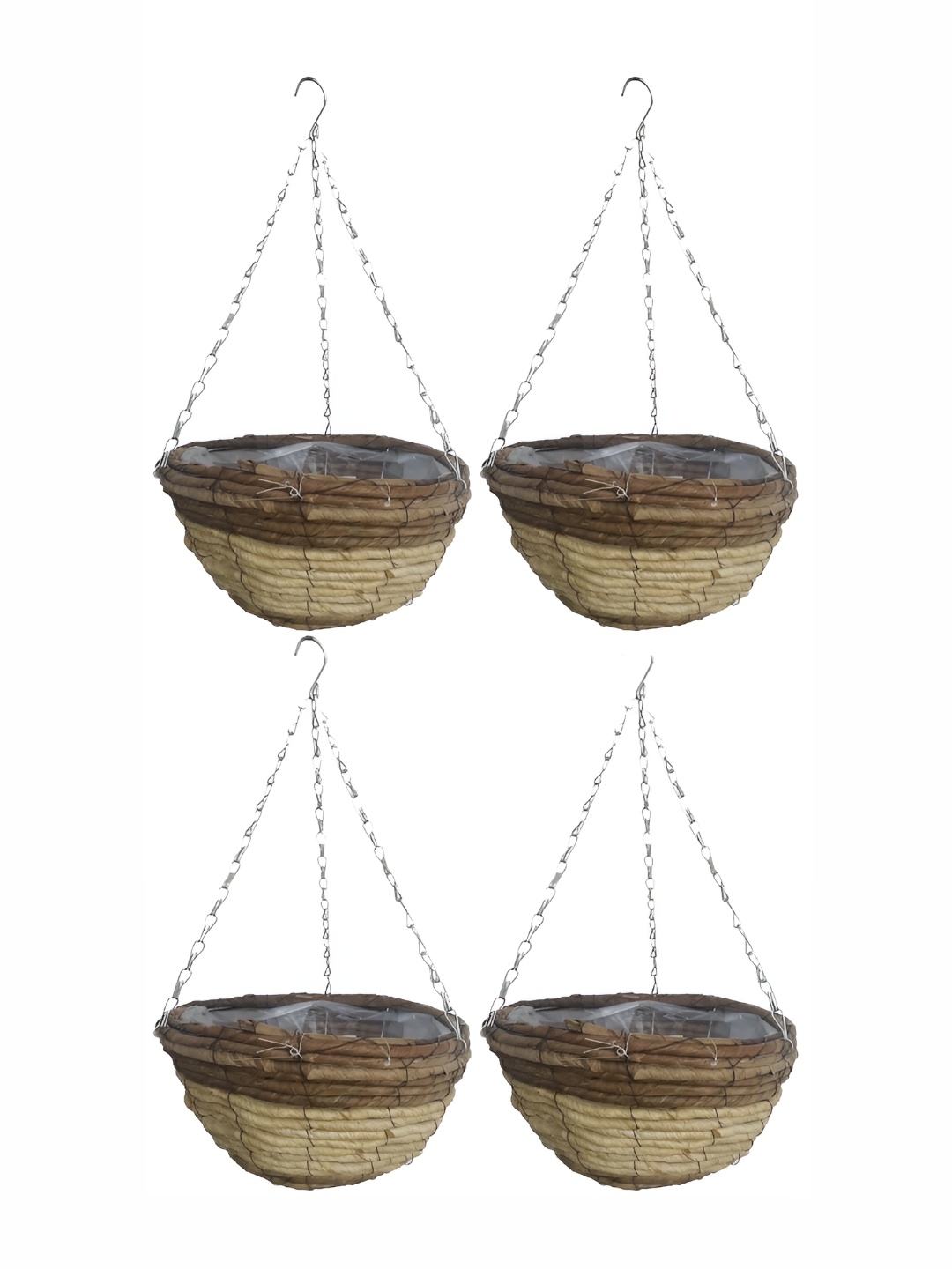

Garden Deco Brown 4 Pieces Textured Metal Planters With Holder