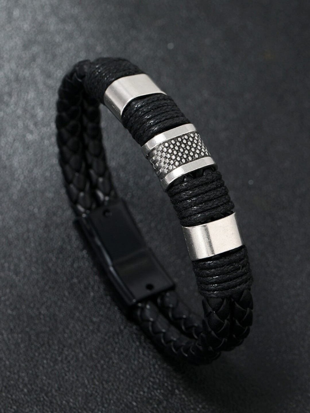 

SALTY Men Leather Wraparound Bracelet, Black