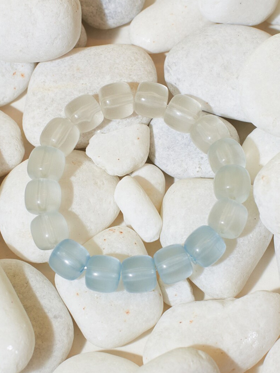 

SALTY Crystals Beaded Elasticated Bracelet, Off white