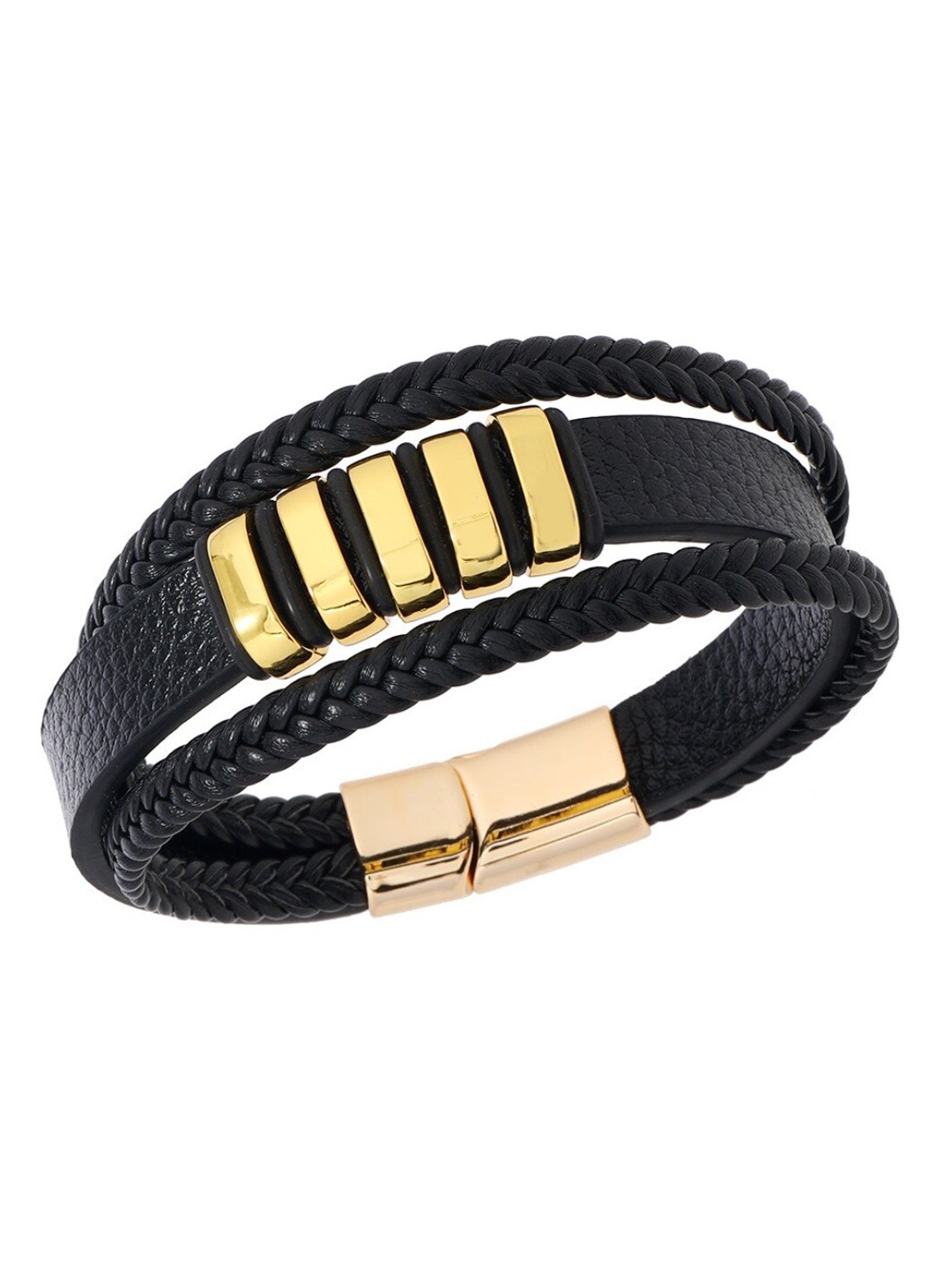 

SALTY Men Leather Wraparound Bracelet, Black