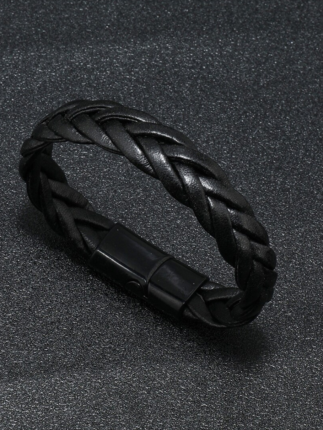 

SALTY Men Braided Leather Wraparound Bracelet, Black