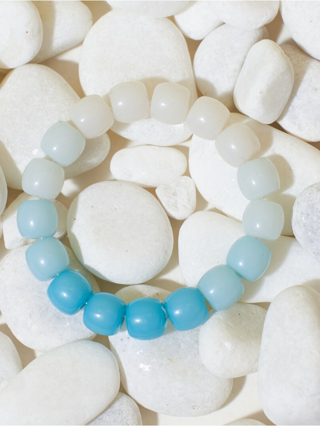 

SALTY Crystals Beaded Elasticated Bracelet, White