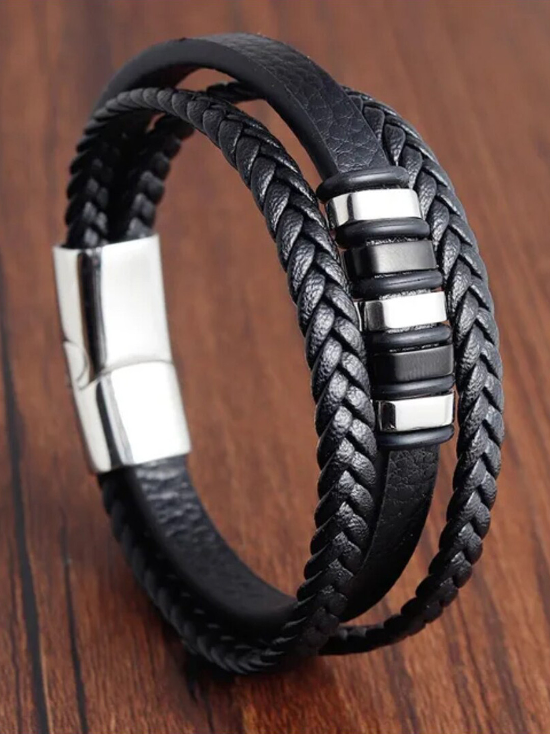 

SALTY Men Leather Multistrand Bracelet, Black