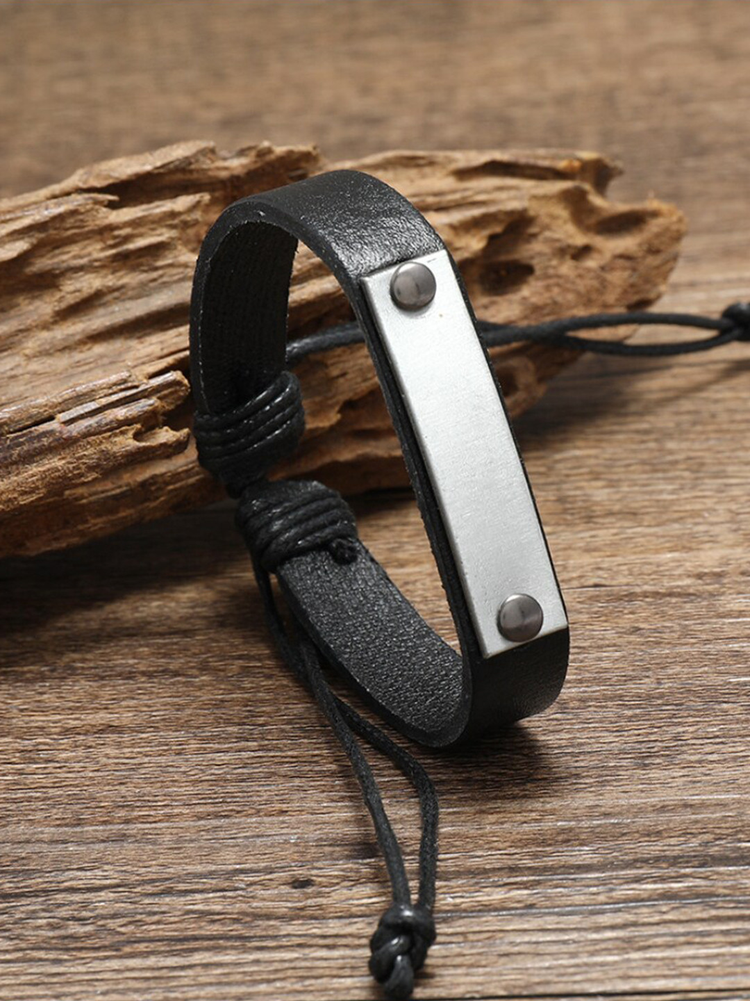 

SALTY Men Leather Wraparound Bracelet, Black