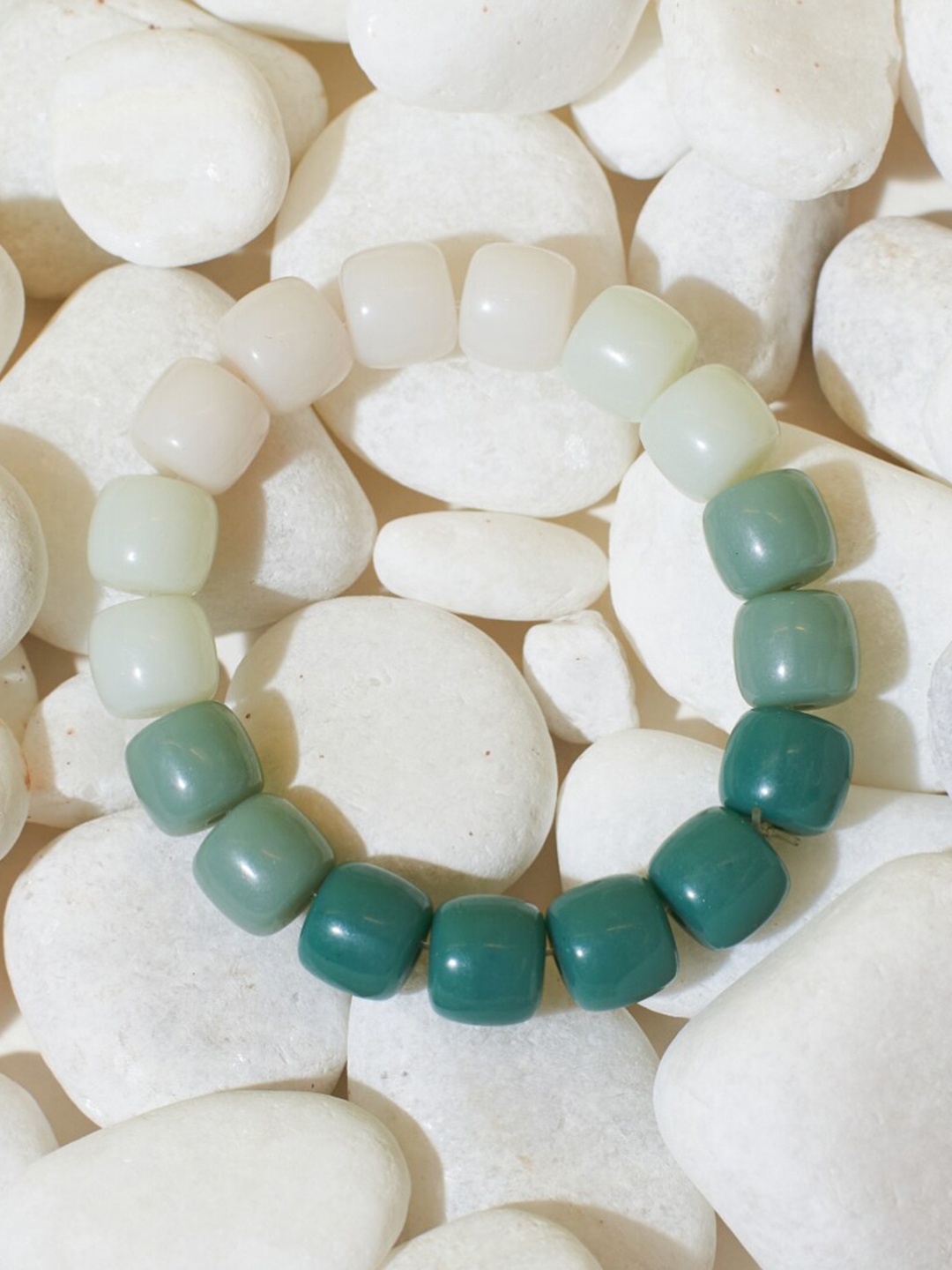 

SALTY Crystals Beaded Elasticated Bracelet, White