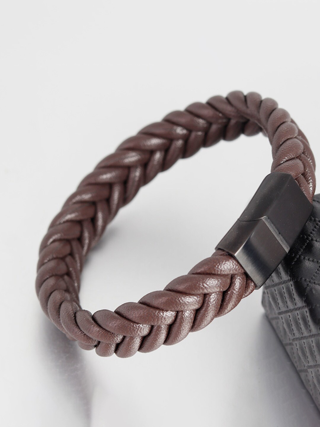 

SALTY Men Braided Leather Wraparound Bracelet, Brown