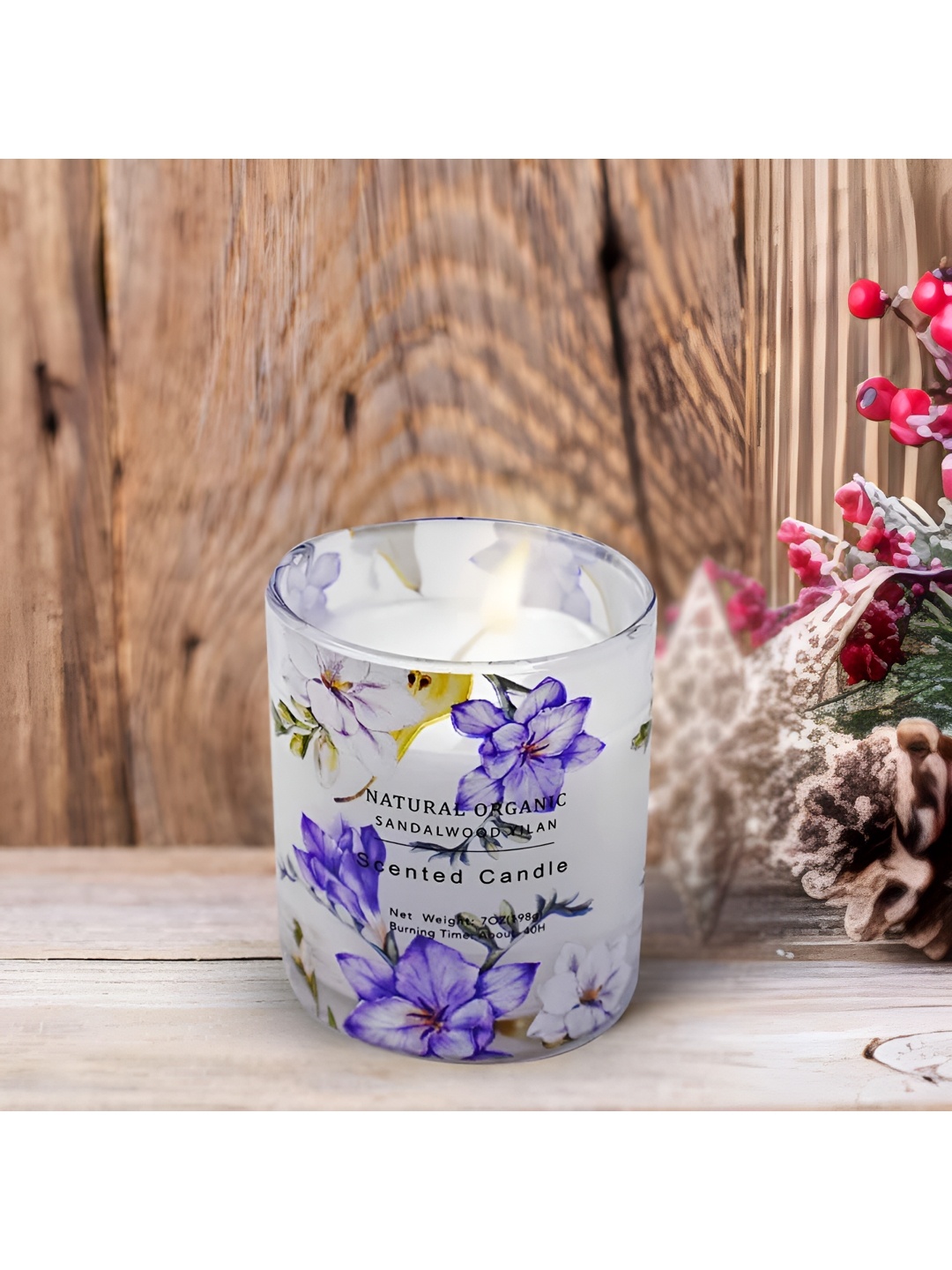 

Kookee White and Purple Wax Scented Candle in Glass Jar