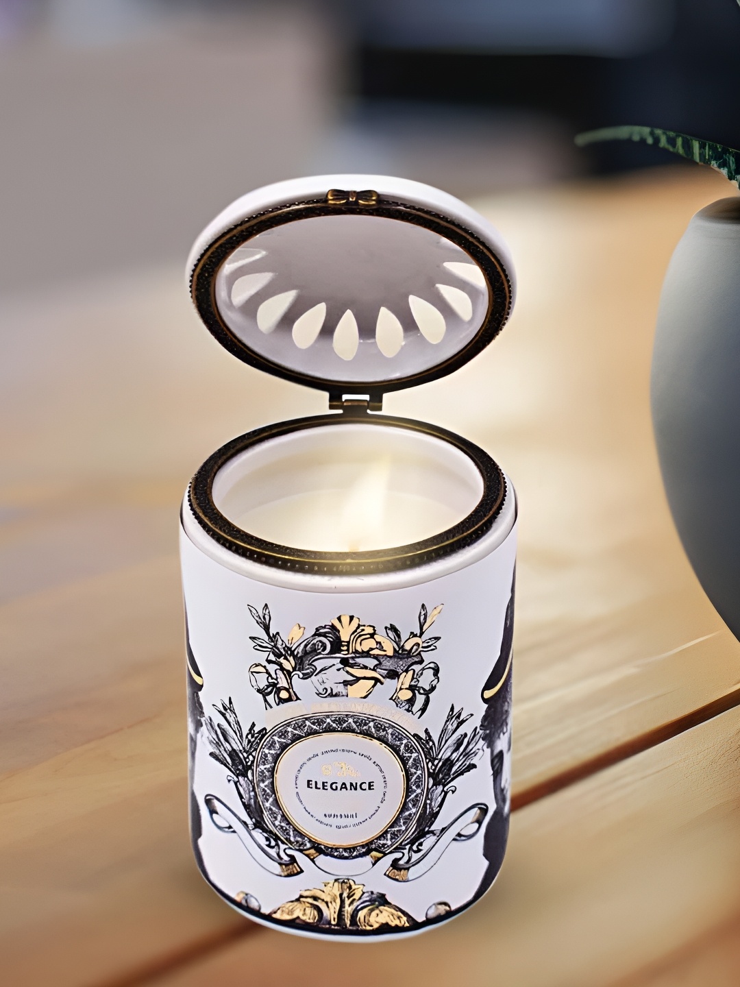 

Kookee White and Black Scented Wax Candle in Glass Jar