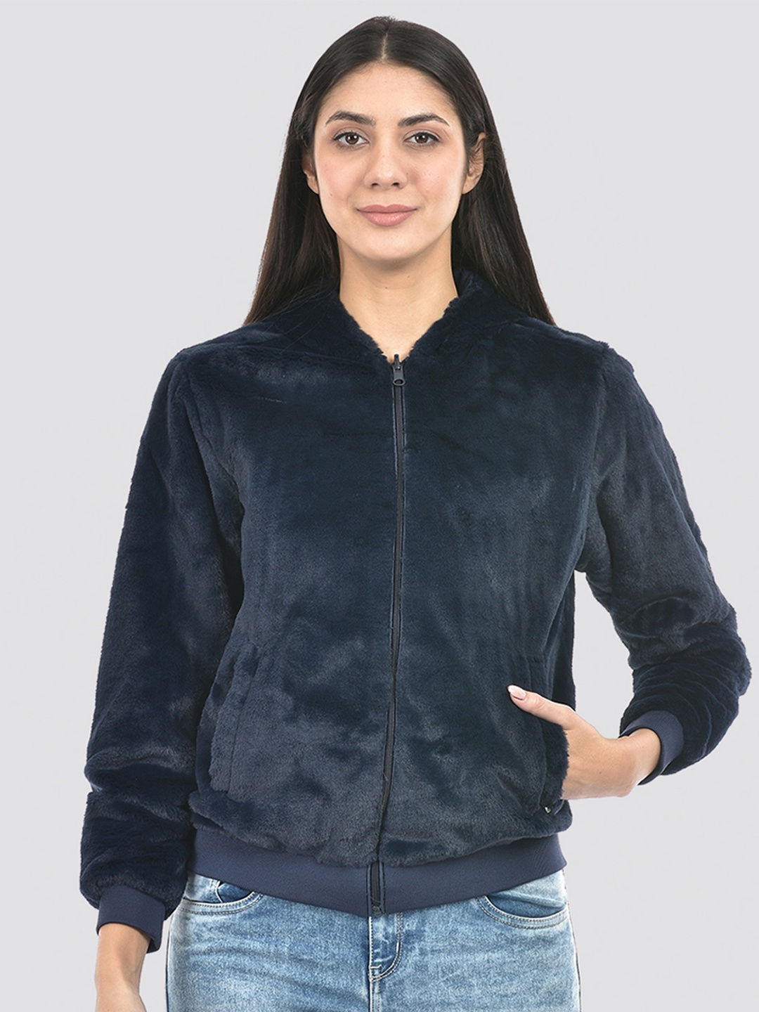 

Numero Uno Hooded Lightweight Bomber Jacket, Navy blue