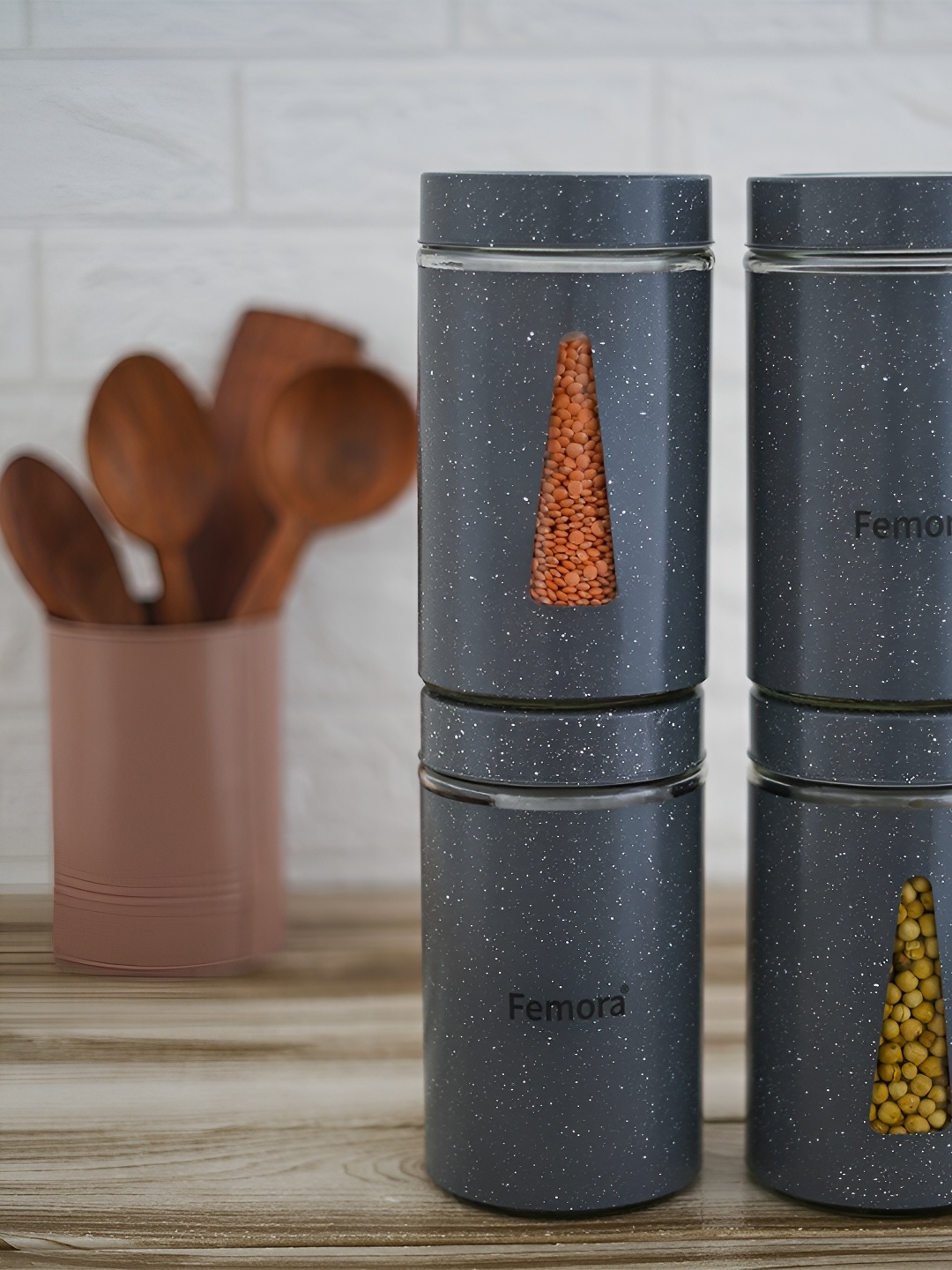 

Femora Grey 4 Pieces Dishwasher Safe Glass Food Containers 1 L Each