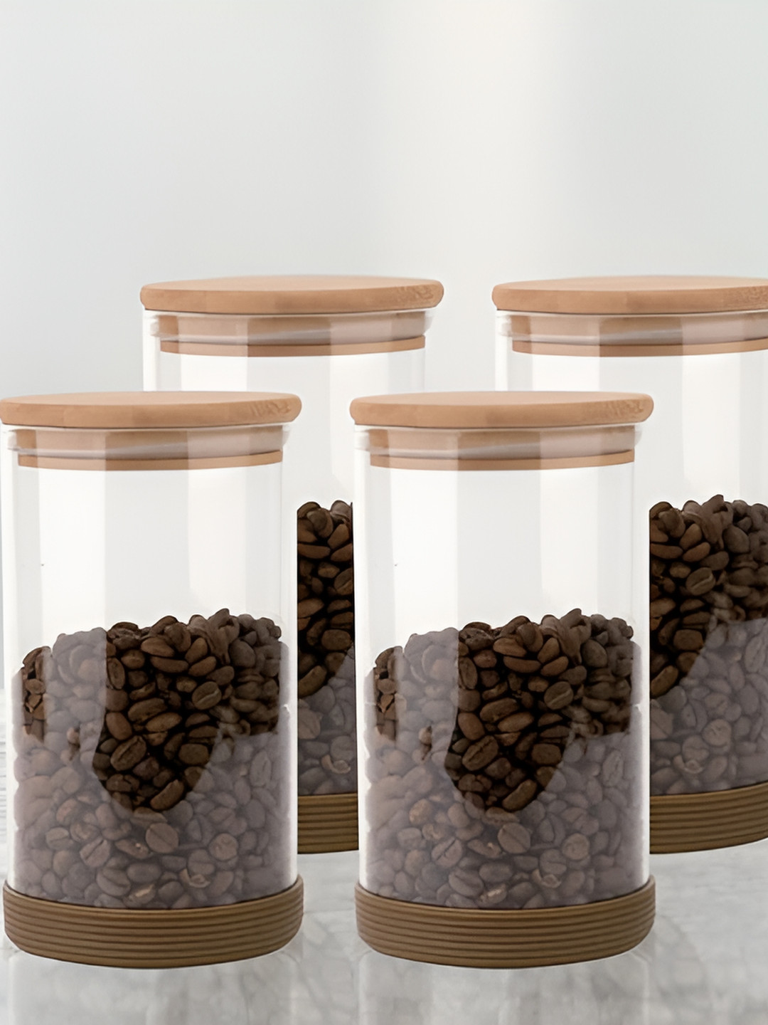 

Femora Transparent & Brown 4 Pieces Dishwasher Safe Glass Food Containers 1 L Each