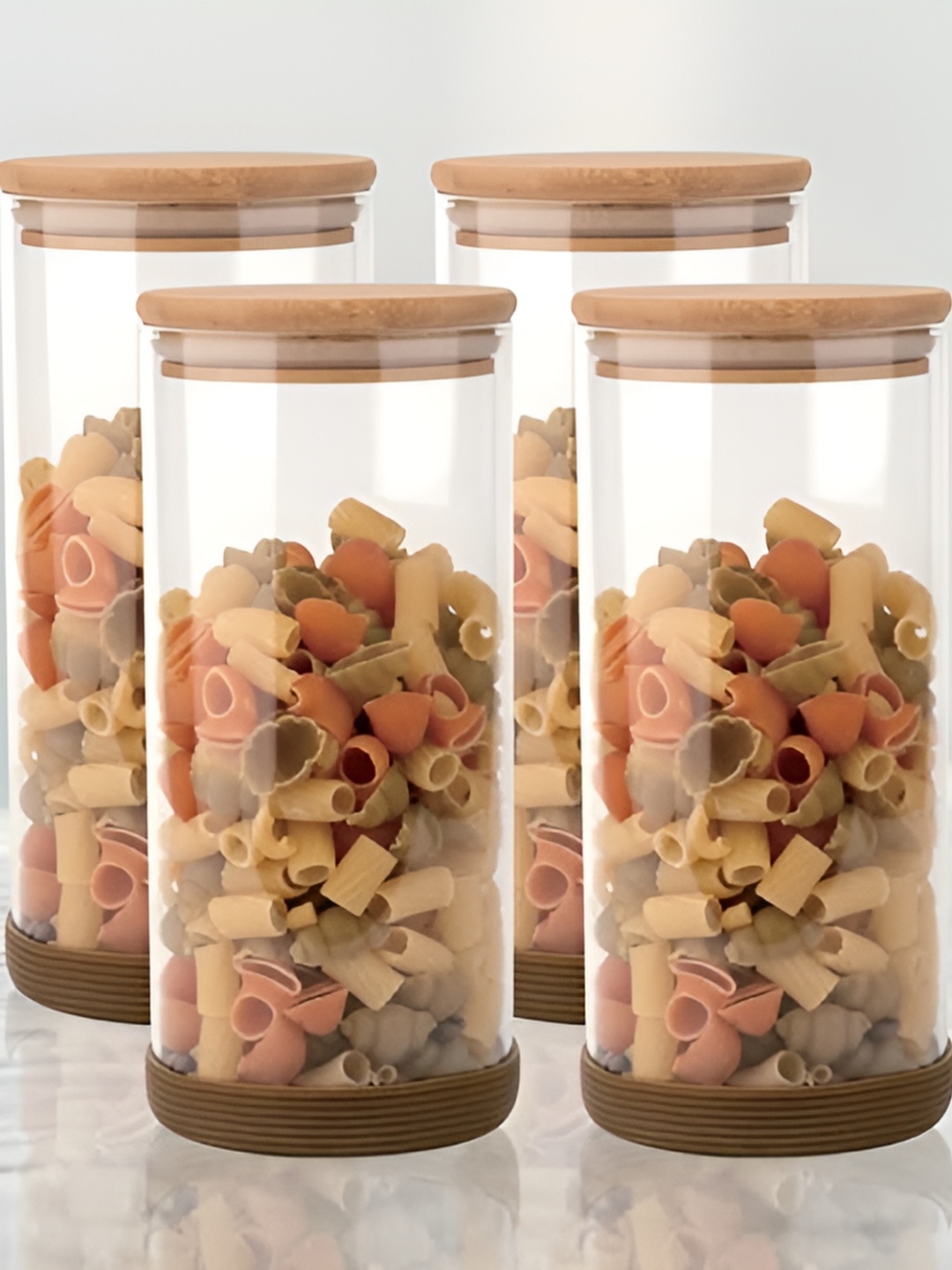 

Femora Transparent & Beige 4 Pieces Dishwasher Safe Glass Food Containers 1.3 L Each