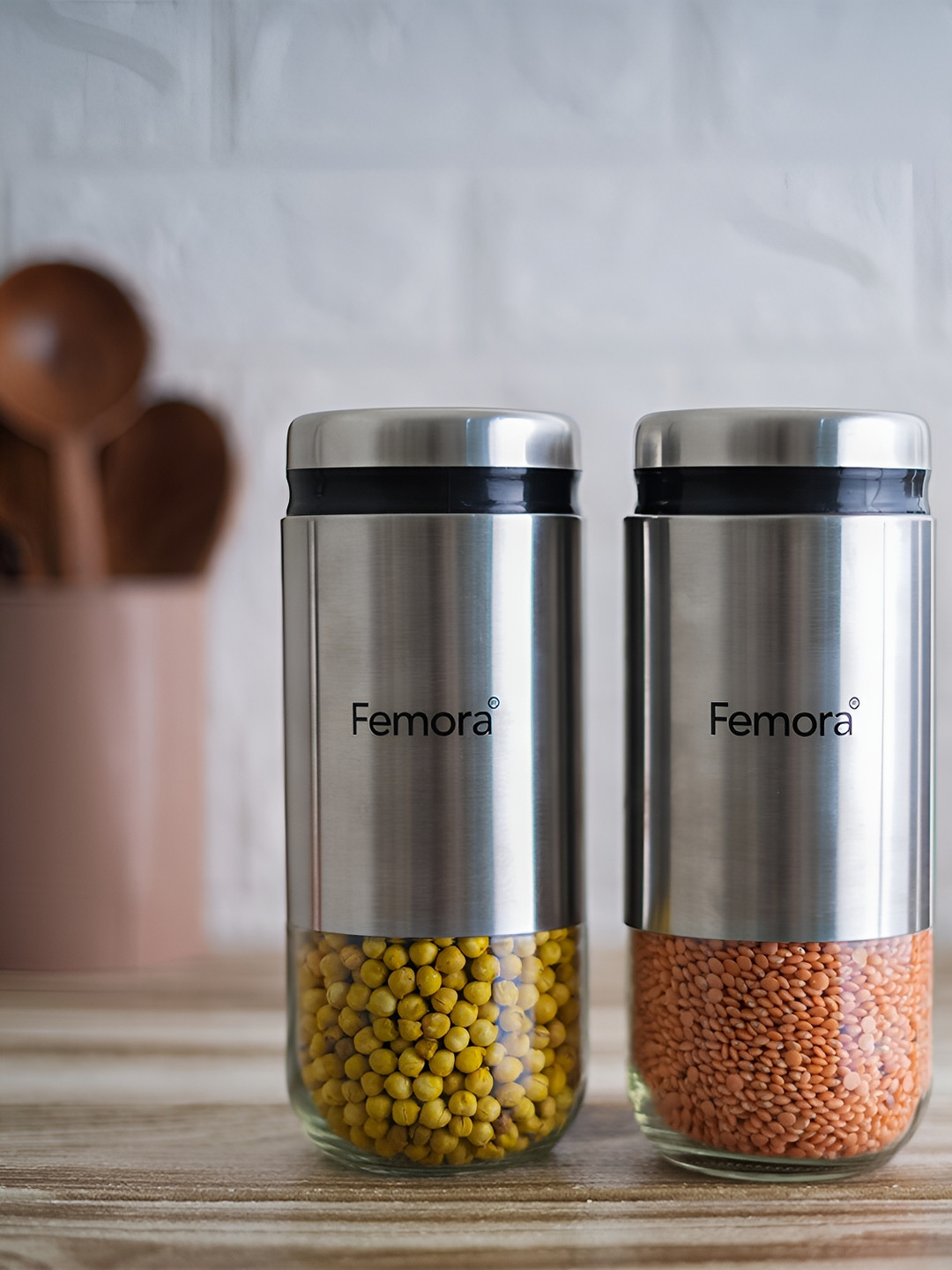 

Femora Silver Toned 2 Pieces Dishwasher Safe Glass Food Containers 900 ml Each