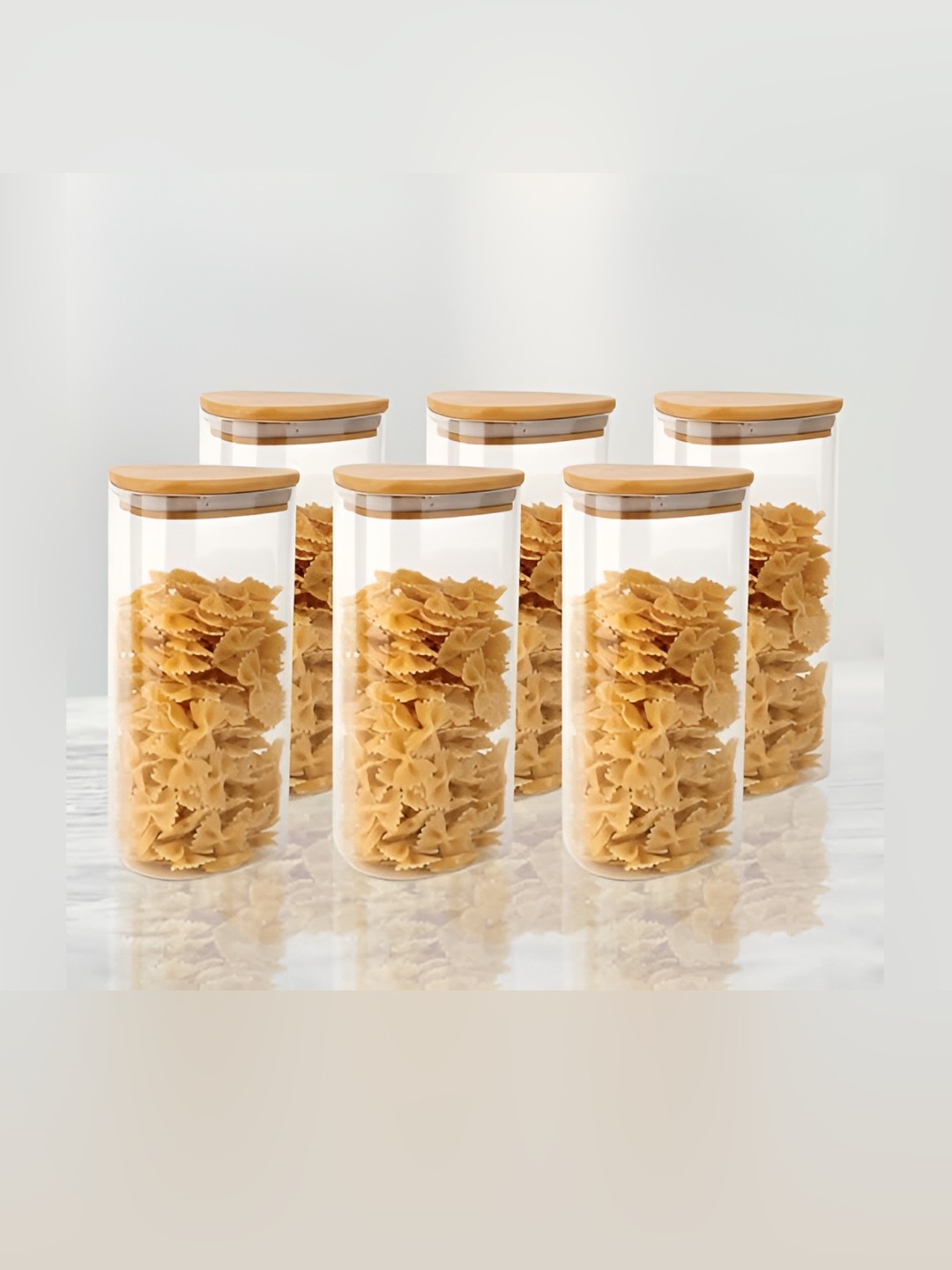 

Femora Transparent & Brown 6 Pieces Dishwasher Safe Glass Food Containers 1.2 L Each
