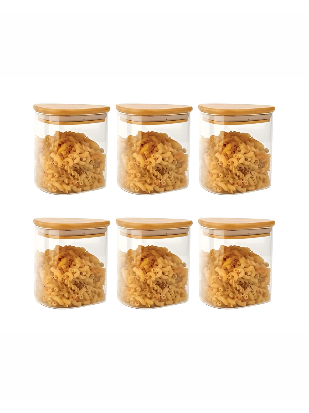 

Femora Transparent & Brown 6 Pieces Dishwasher Safe Glass Food Containers 600 ml Each