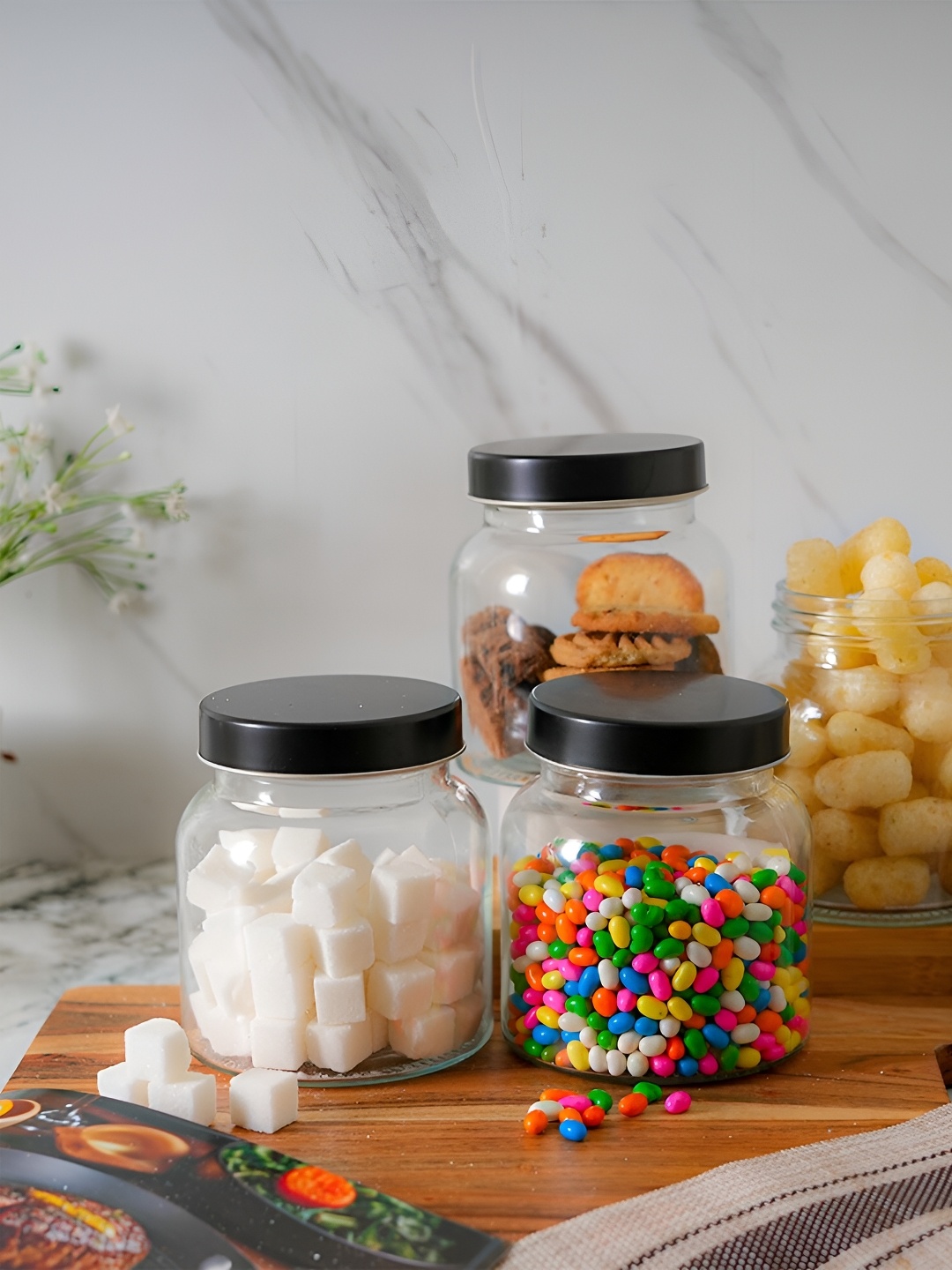 

Femora Transparent 4 Pieces Borosilicate Glass Dishwasher Safe Food Containers 700 ml Each