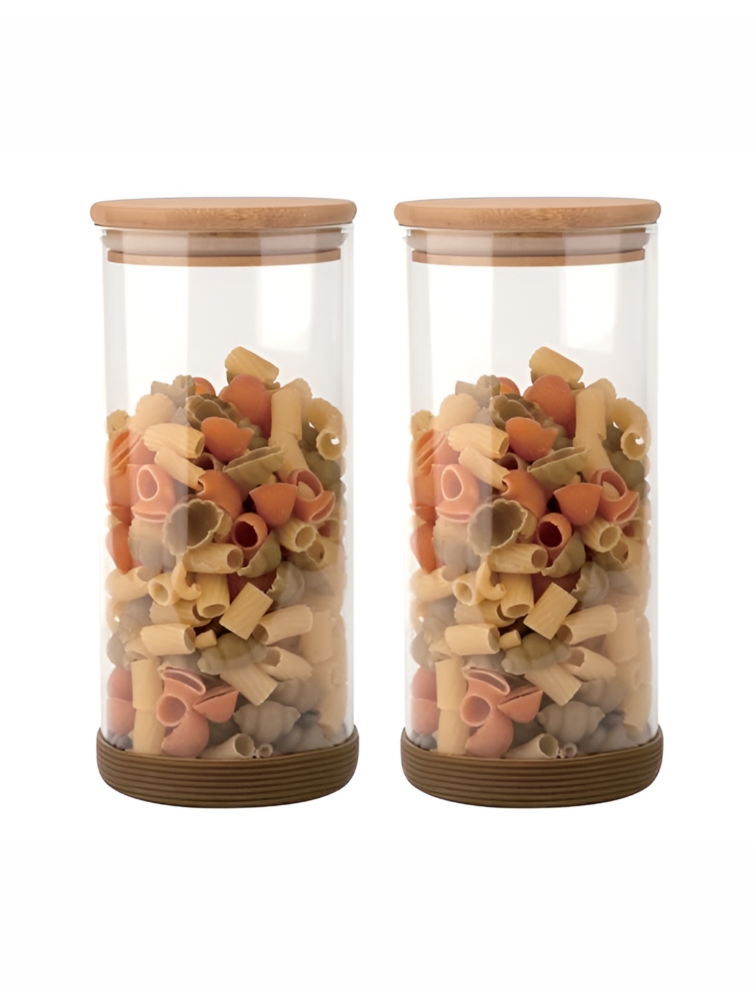 

Femora Transparent & Brown 2 Pieces Glass Dishwasher Safe Canister 1.3 l