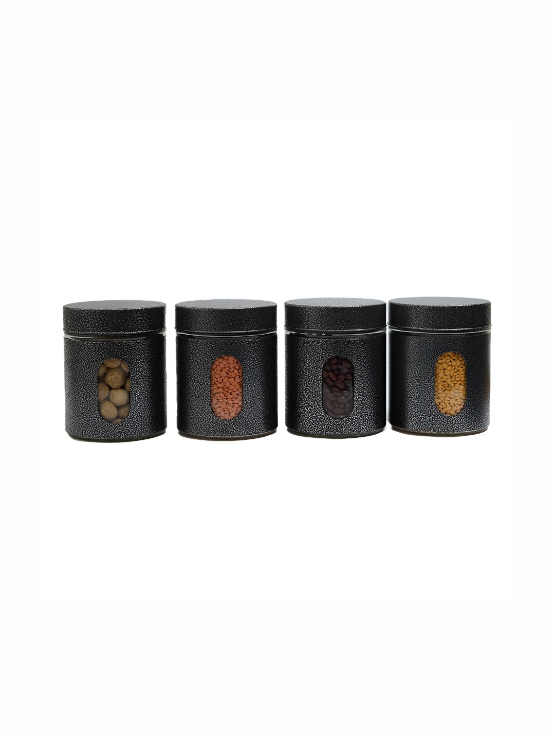 

Femora Transparent & Black 4 Pieces Glass Dishwasher Safe Canister 700 ml