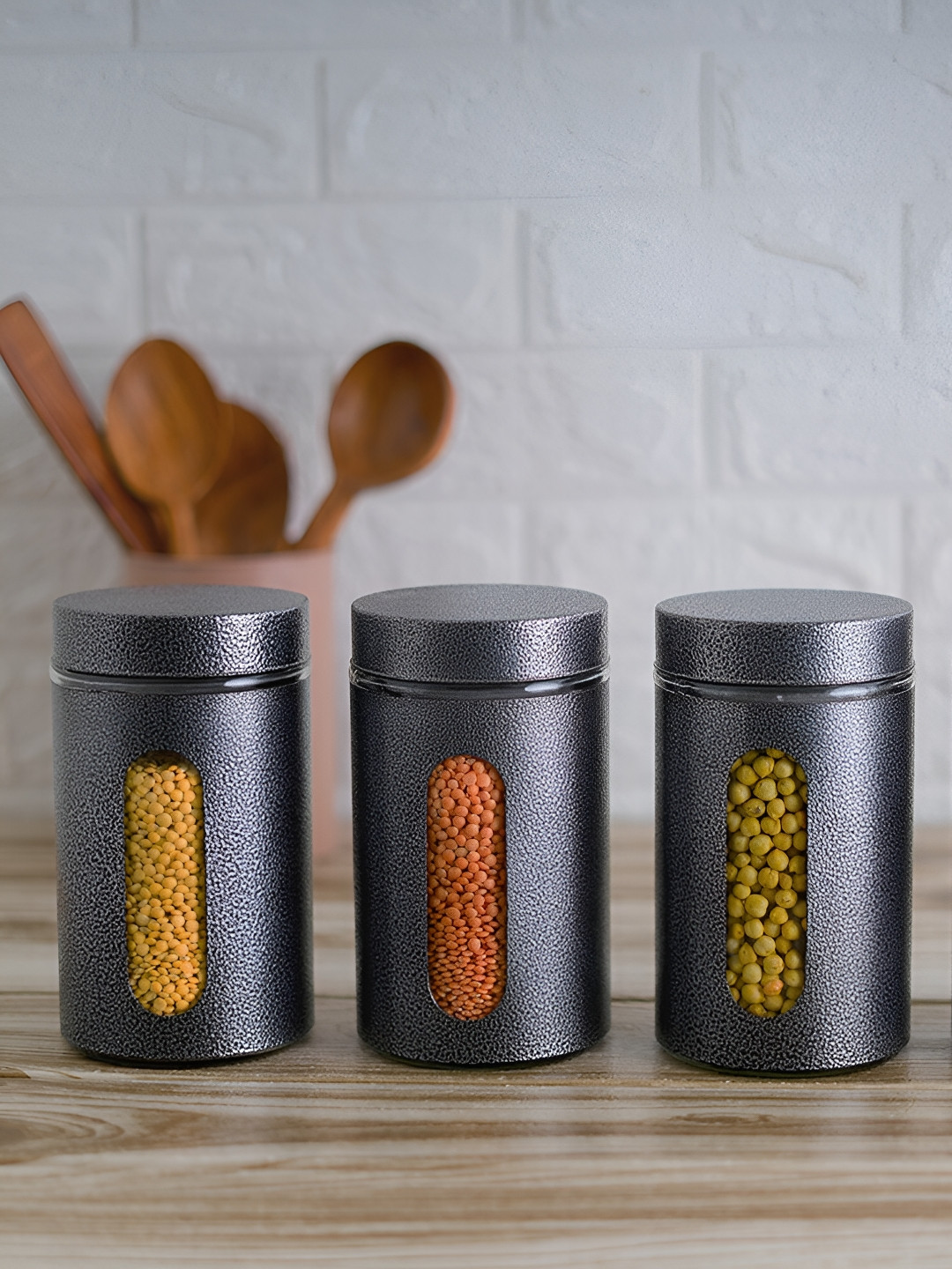 

Femora Transparent 4 Pieces Glass Dishwasher Safe Canister 1l