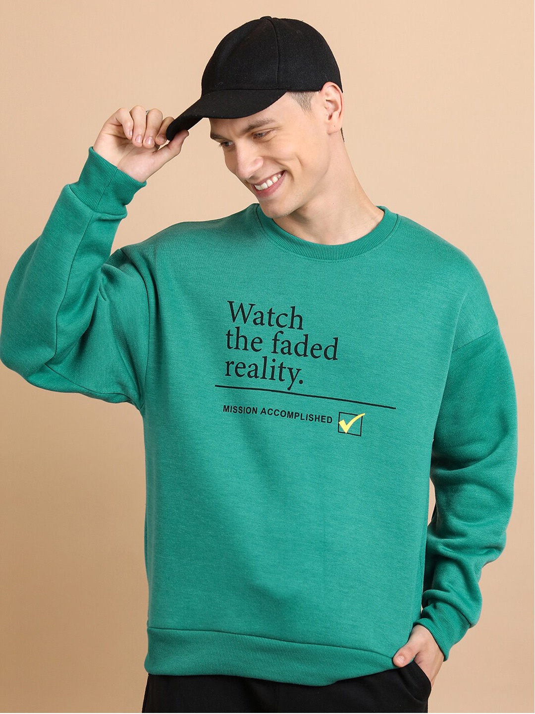 

HIGHLANDER Typography Printed Oversized Sweatshirt, Green