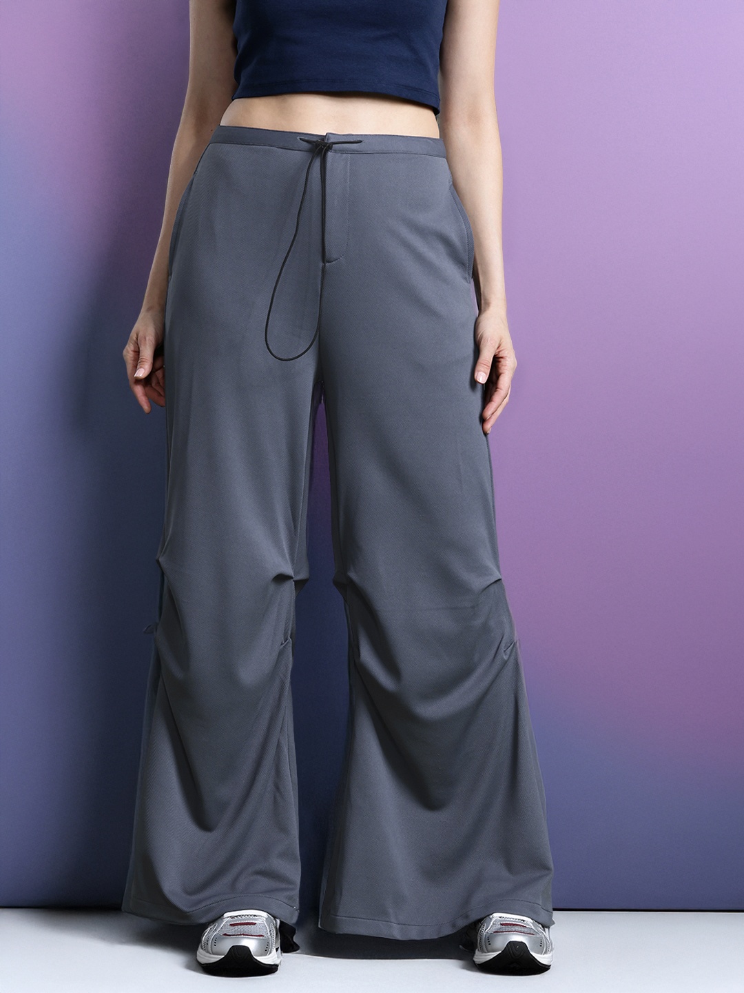

DressBerry Women Loose Fit Parachute Pants, Grey